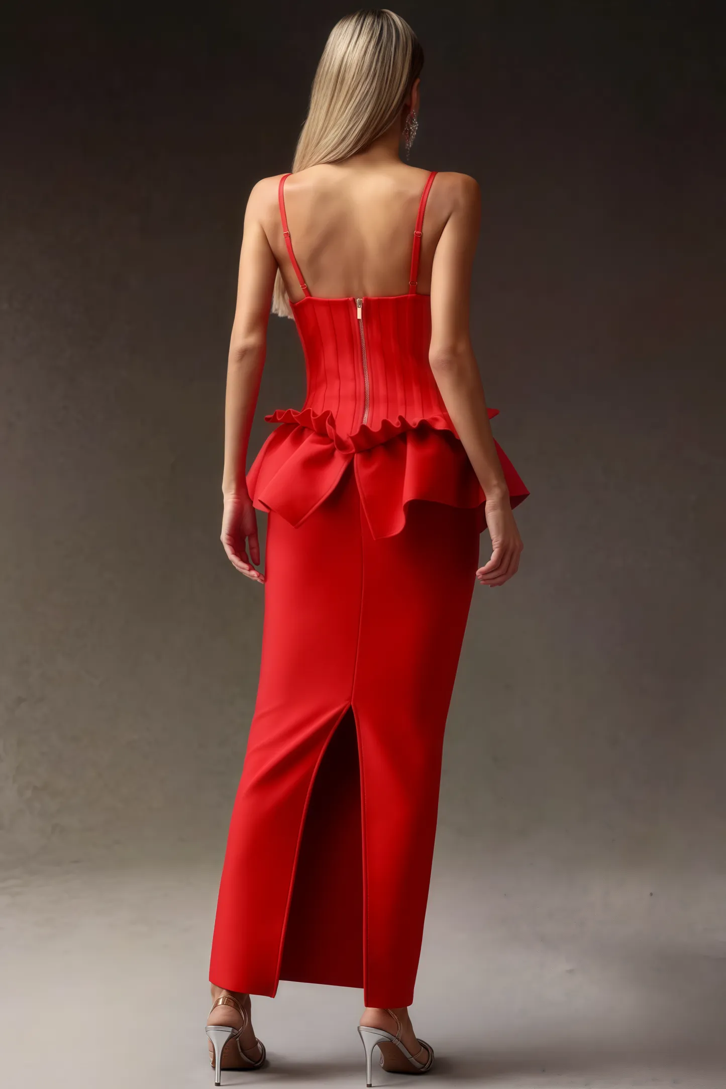 Wrelk Slim Backless Bandage Maxi Dress
