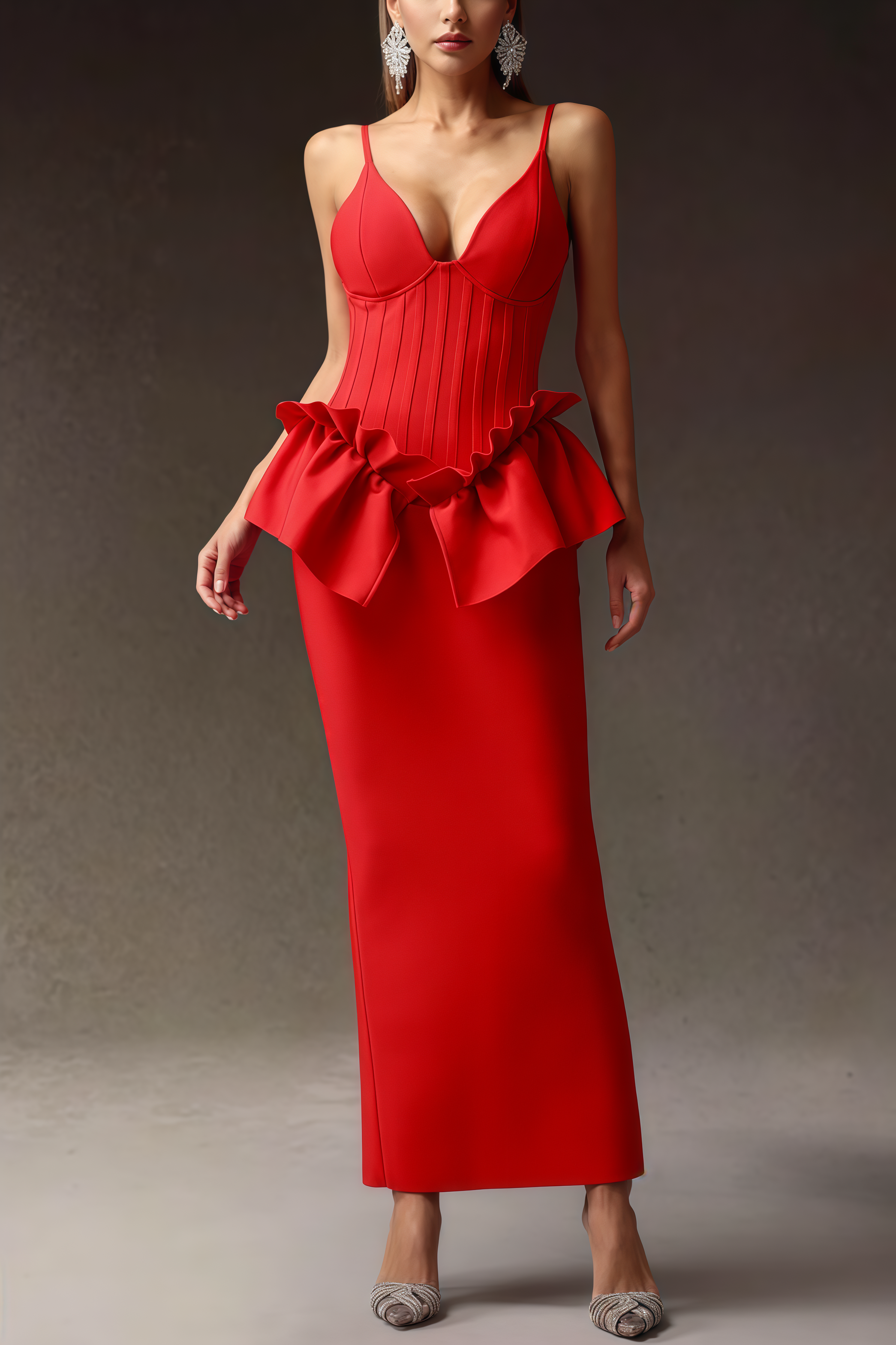 Wrelk Slim Backless Bandage Maxi Dress