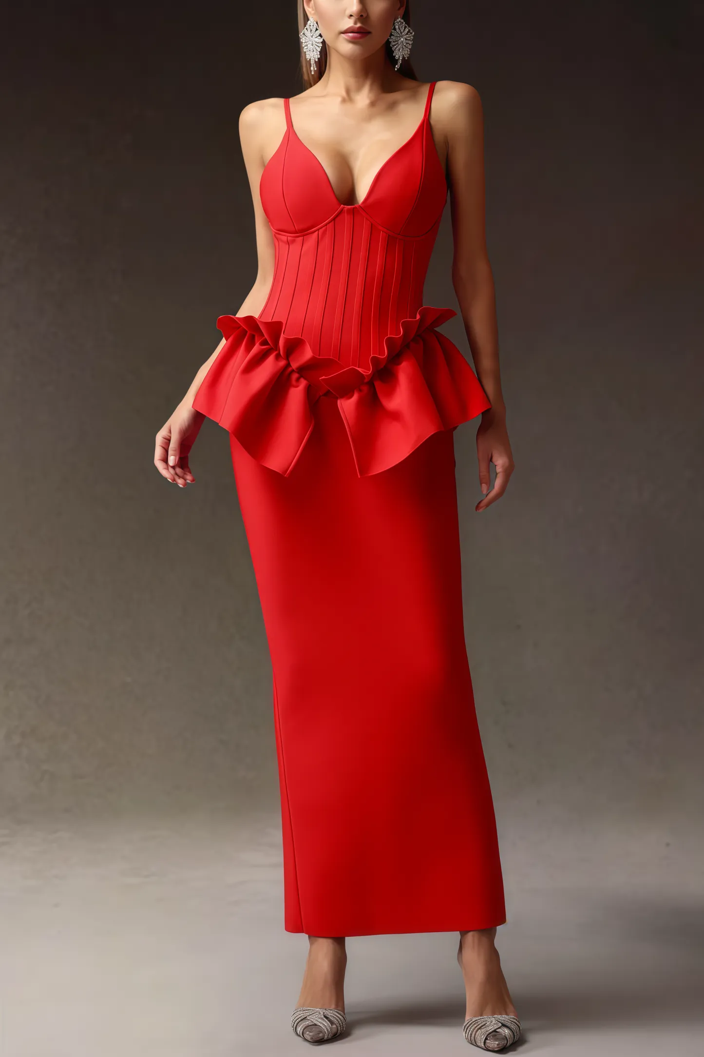 Wrelk Slim Backless Bandage Maxi Dress