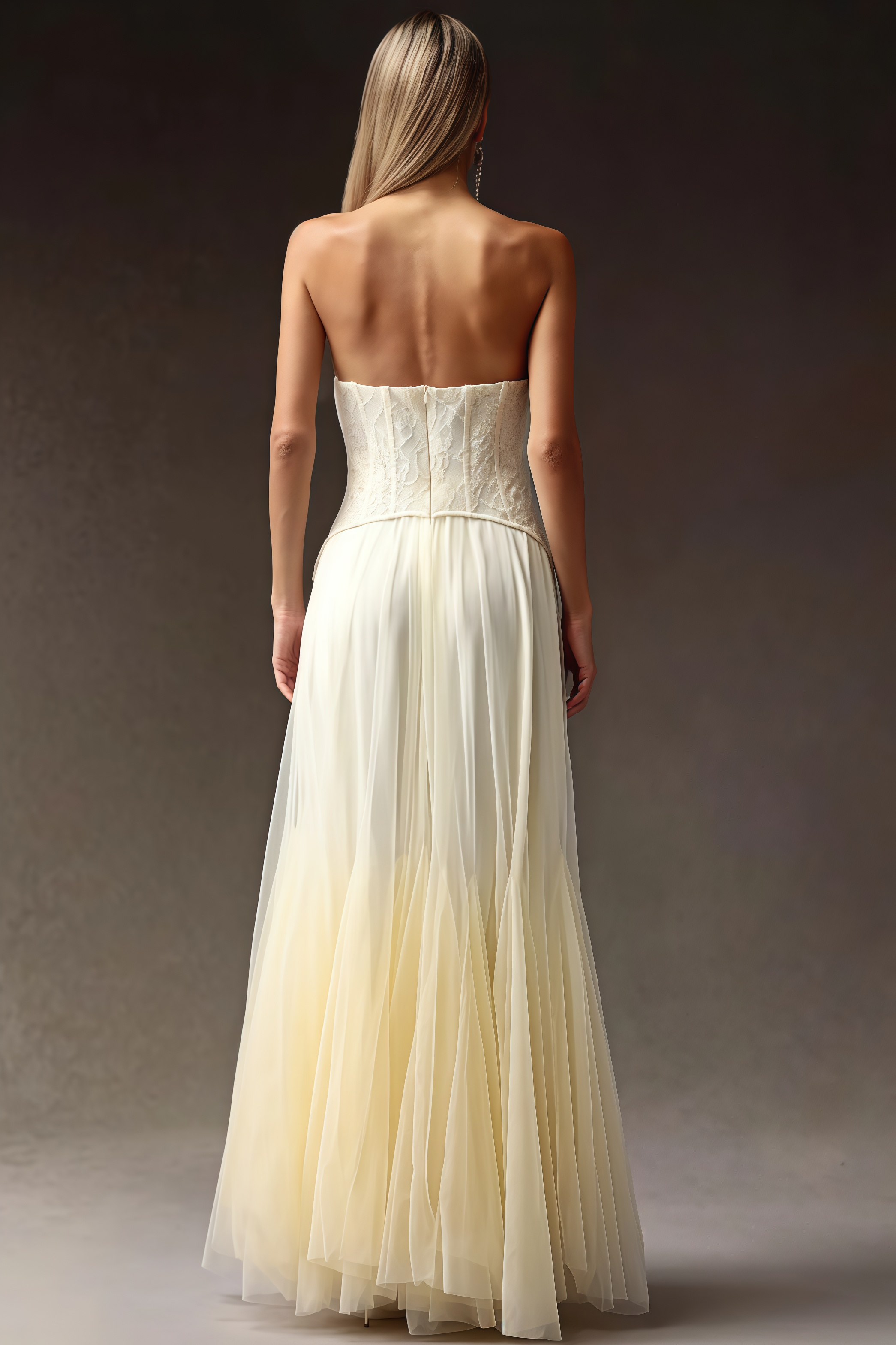 Korih lace Strapless Corset Maxi Dress