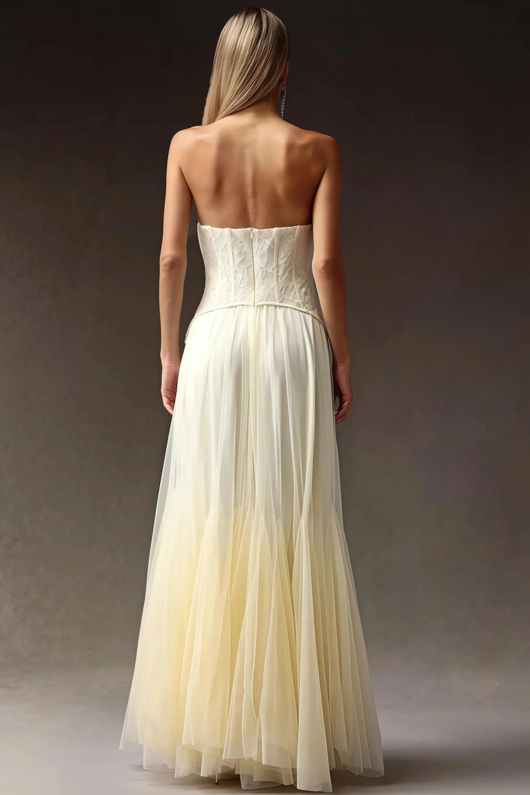 Korih lace Strapless Corset Maxi Dress