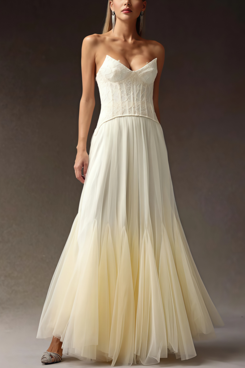 Korih lace Strapless Corset Maxi Dress