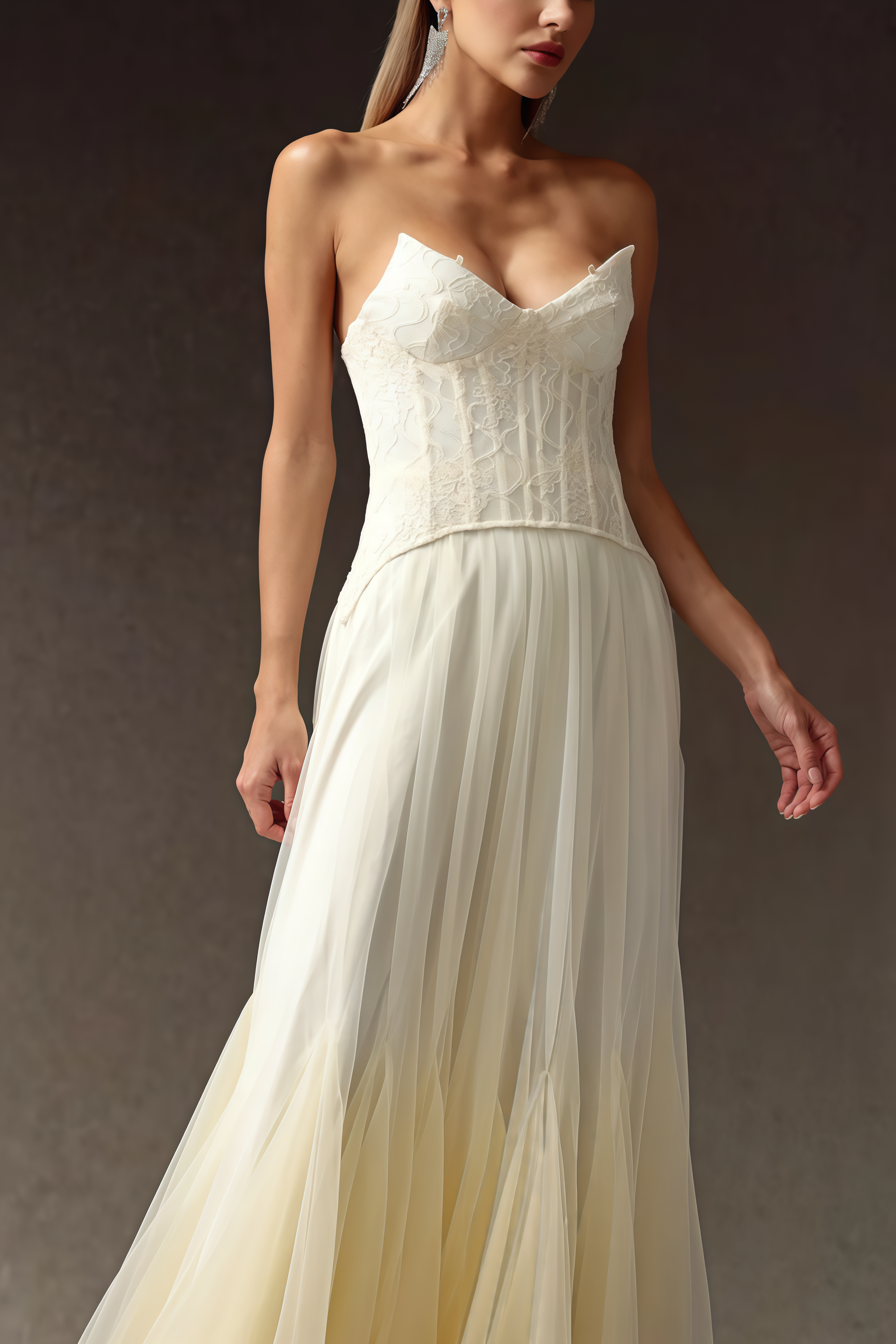 Korih lace Strapless Corset Maxi Dress