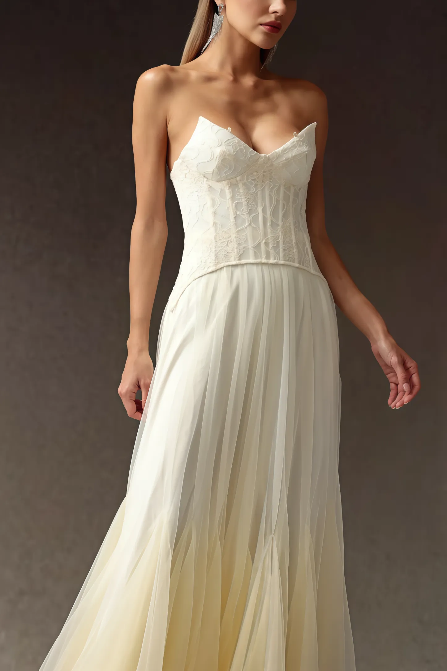 Korih lace Strapless Corset Maxi Dress