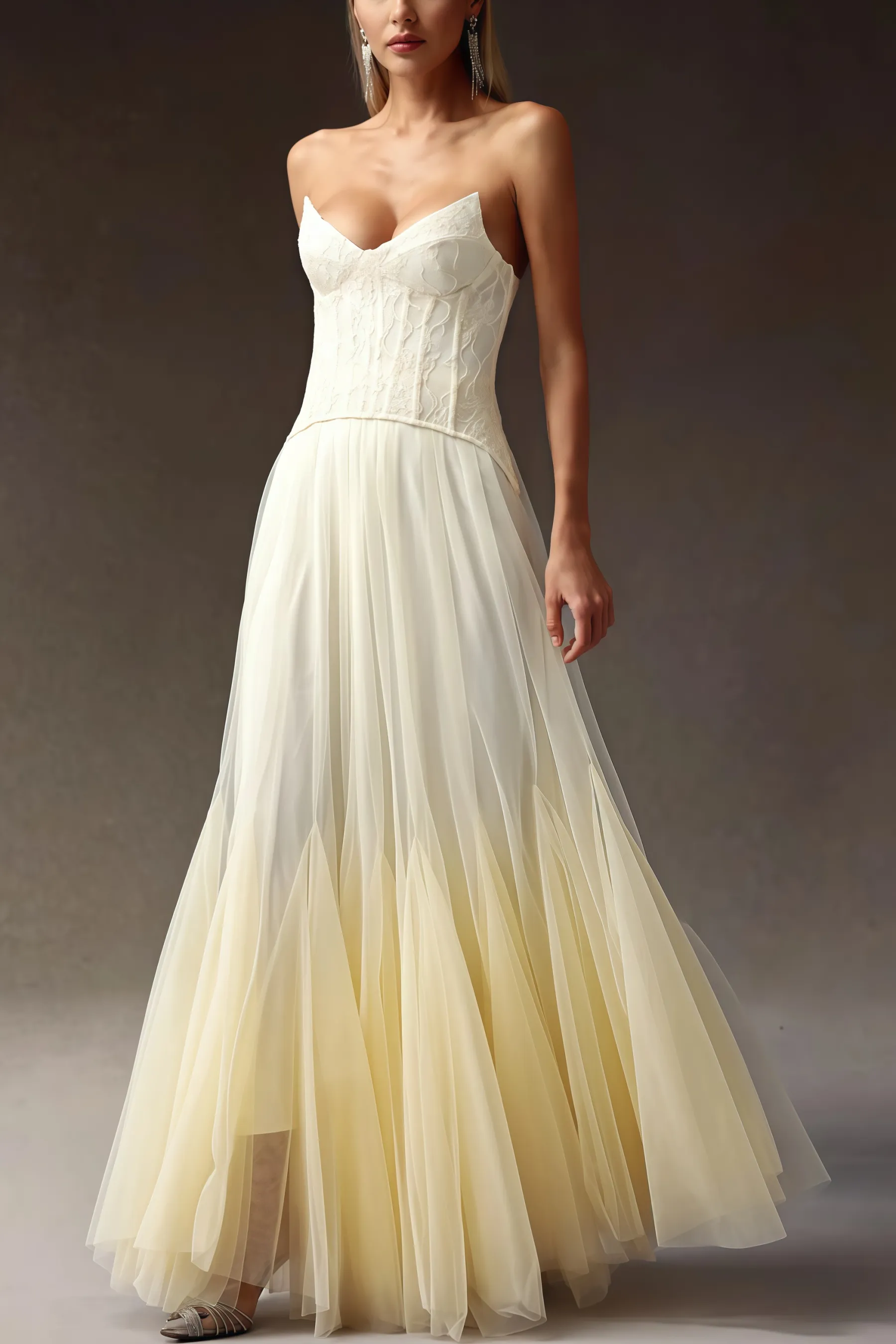 Korih lace Strapless Corset Maxi Dress