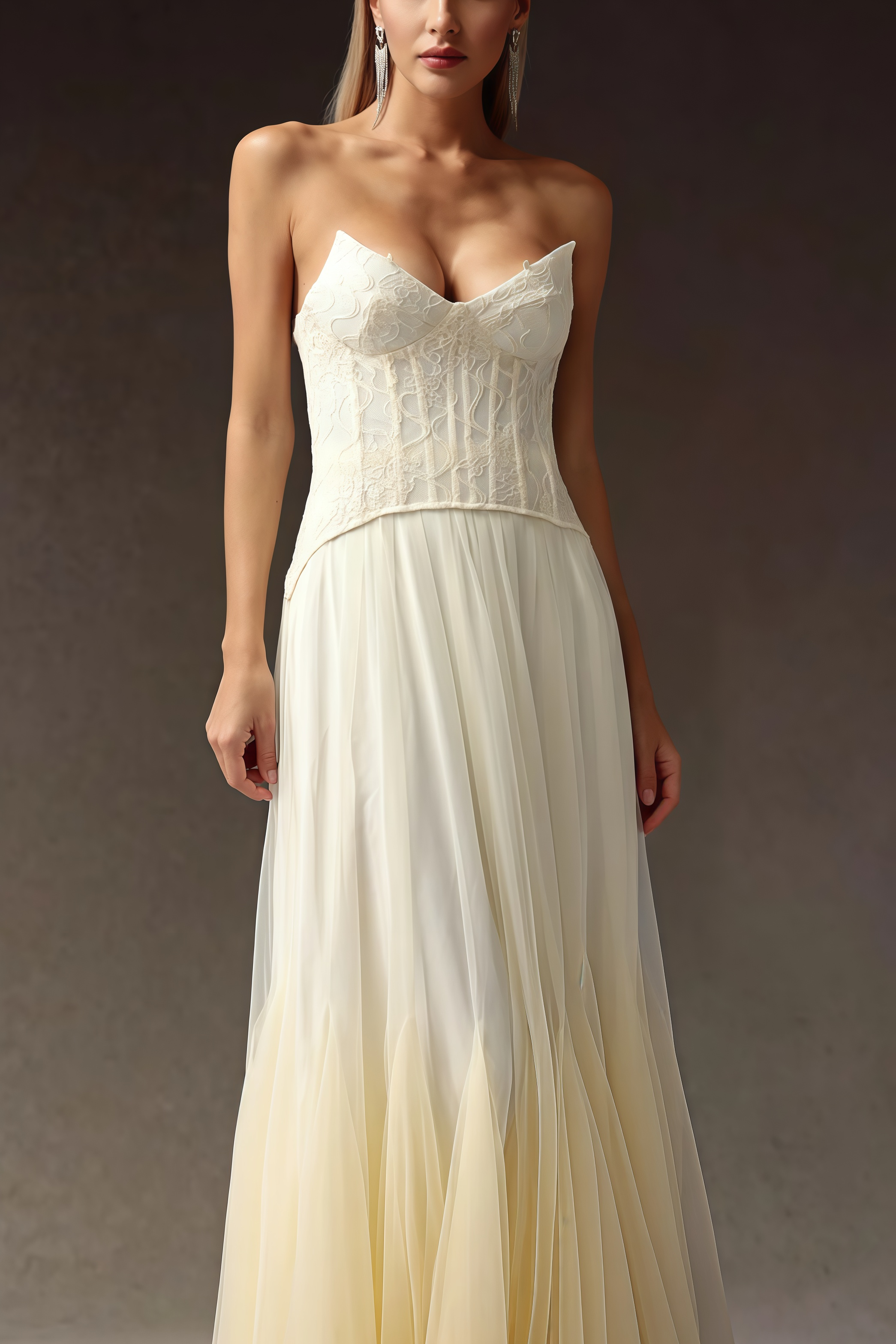 Korih lace Strapless Corset Maxi Dress