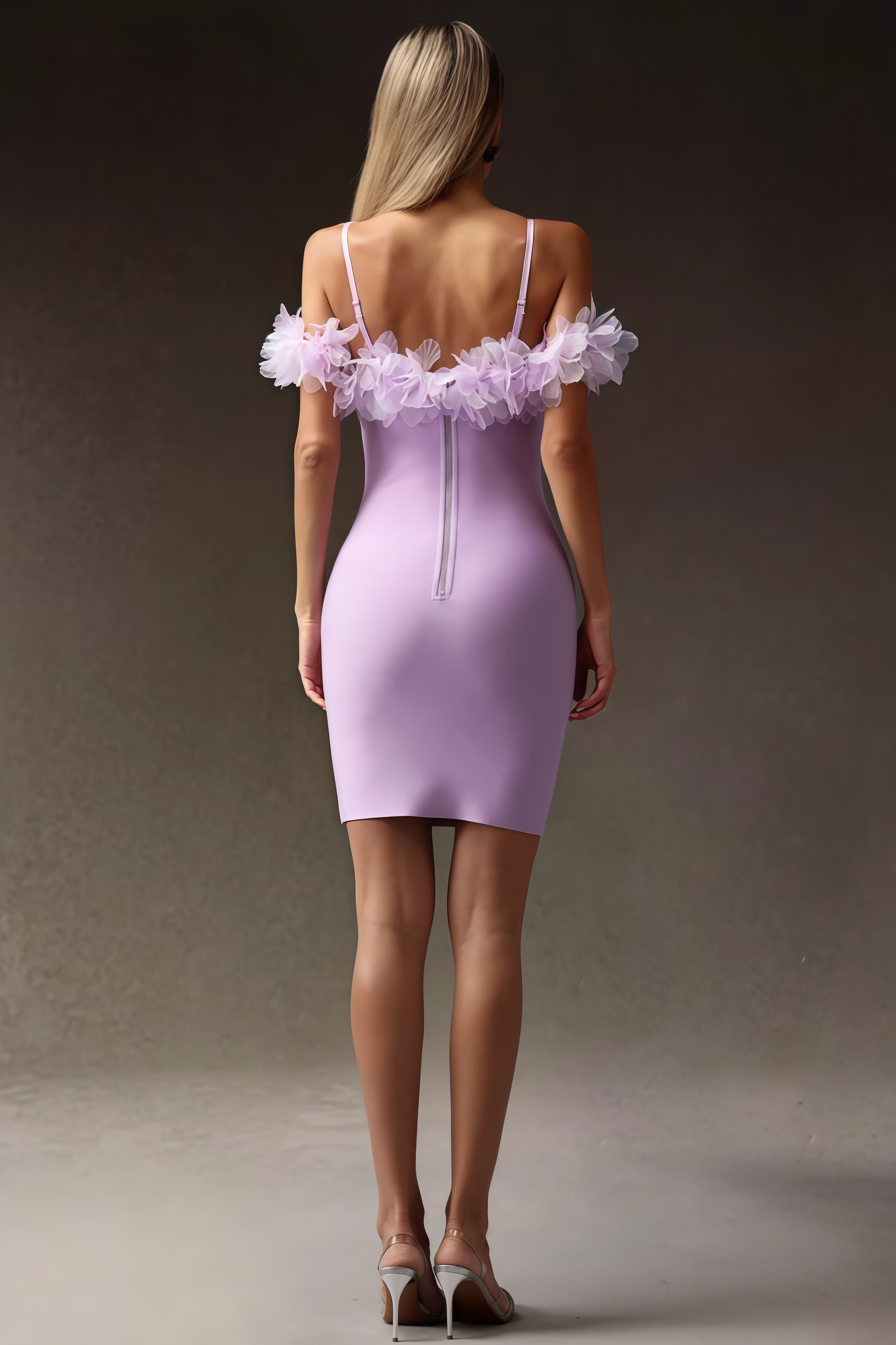 Yoril Sleeveless Flowers Bandage Mini Dress