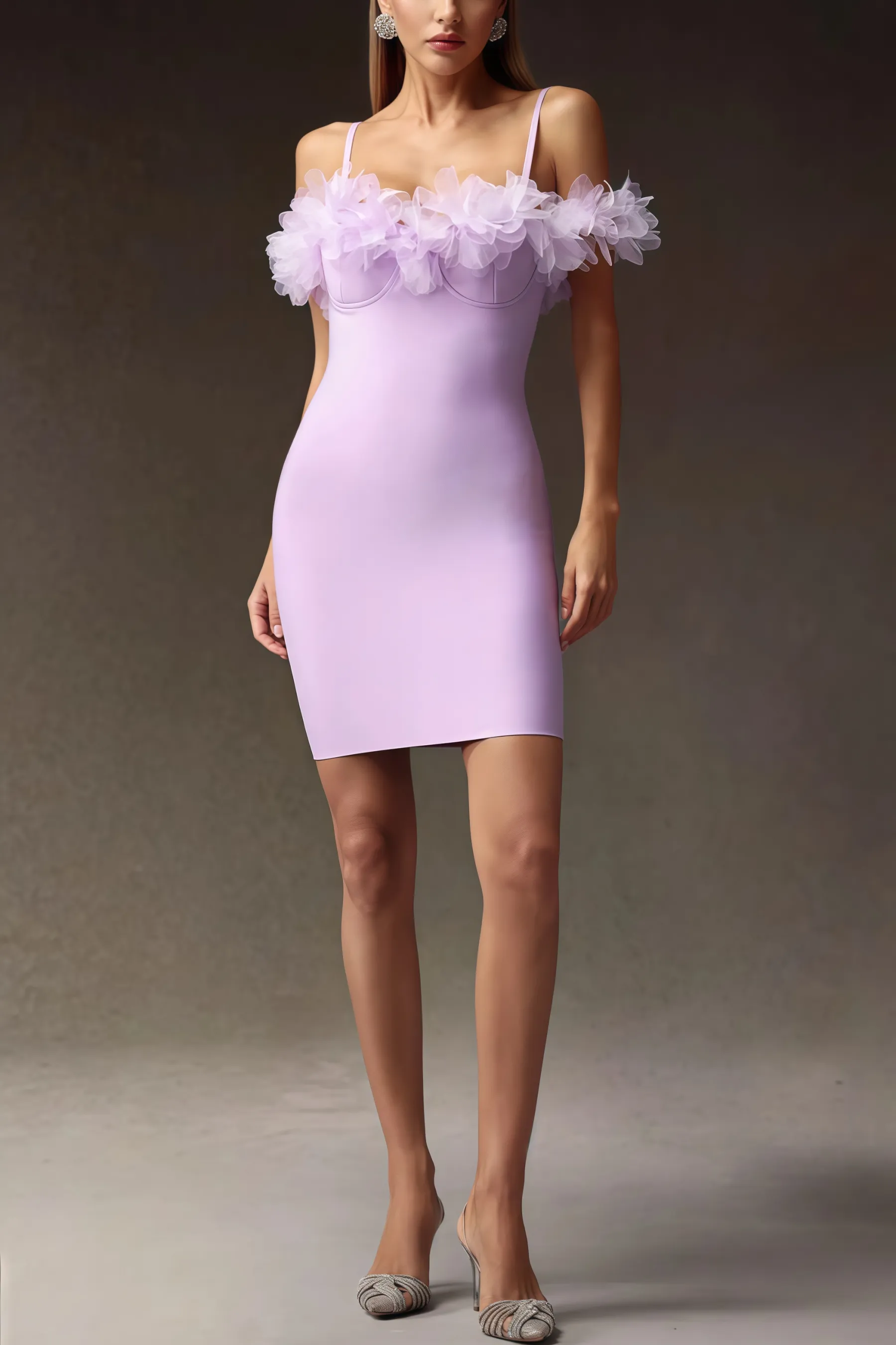 Yoril Sleeveless Flowers Bandage Mini Dress