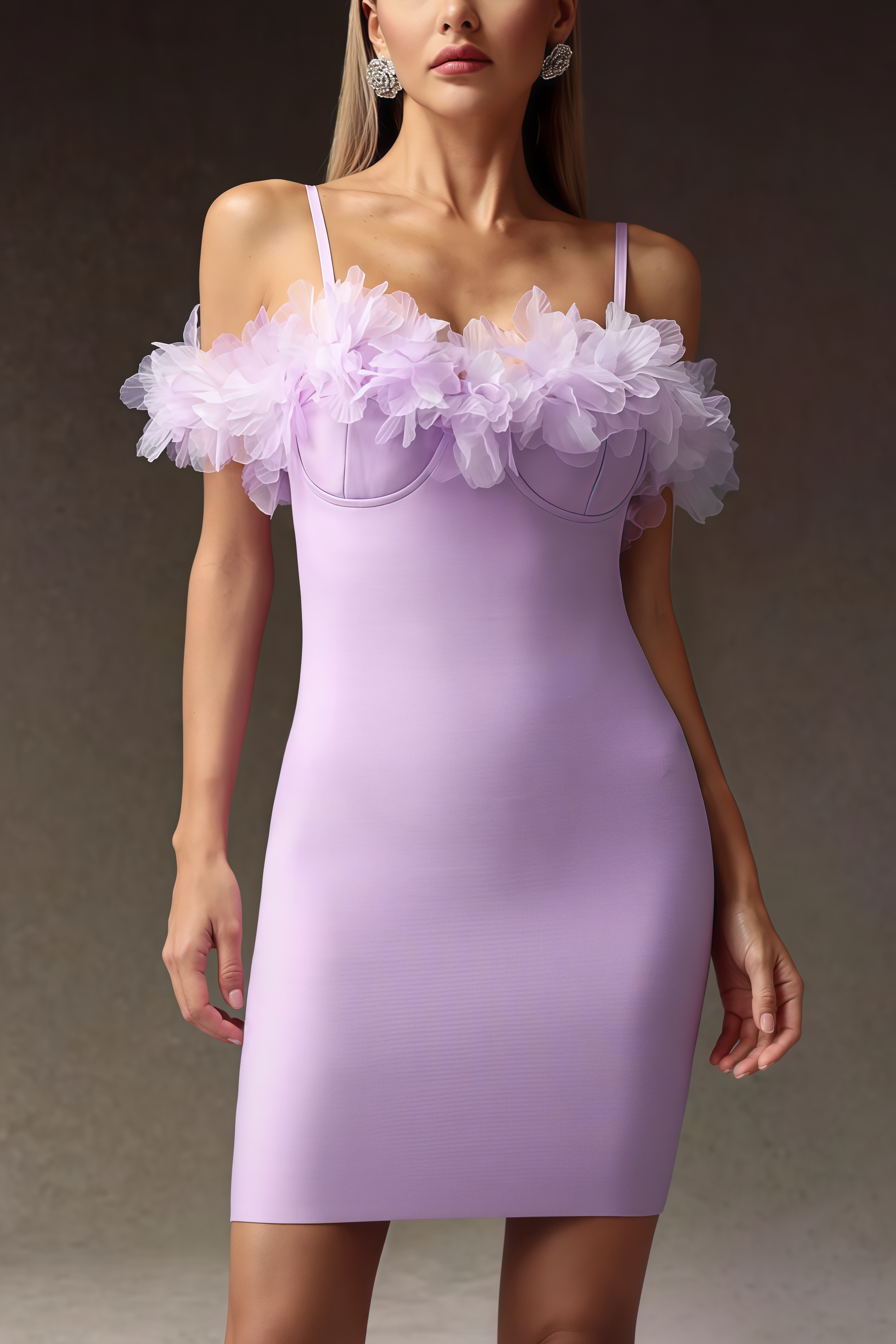 Yoril Sleeveless Flowers Bandage Mini Dress