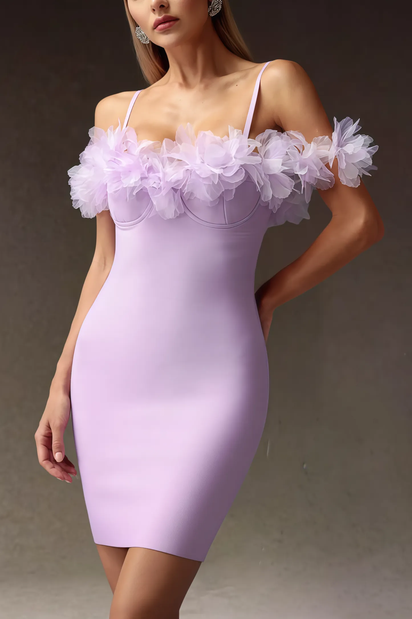 Yoril Sleeveless Flowers Bandage Mini Dress