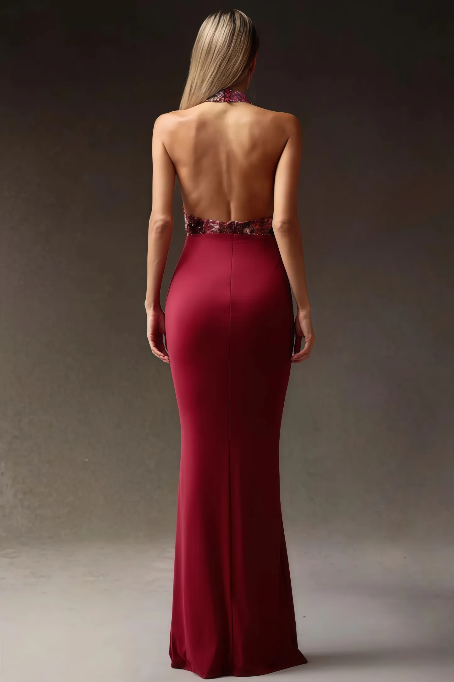 Lorrlf Flowers Sequins Slim Maxi Dress