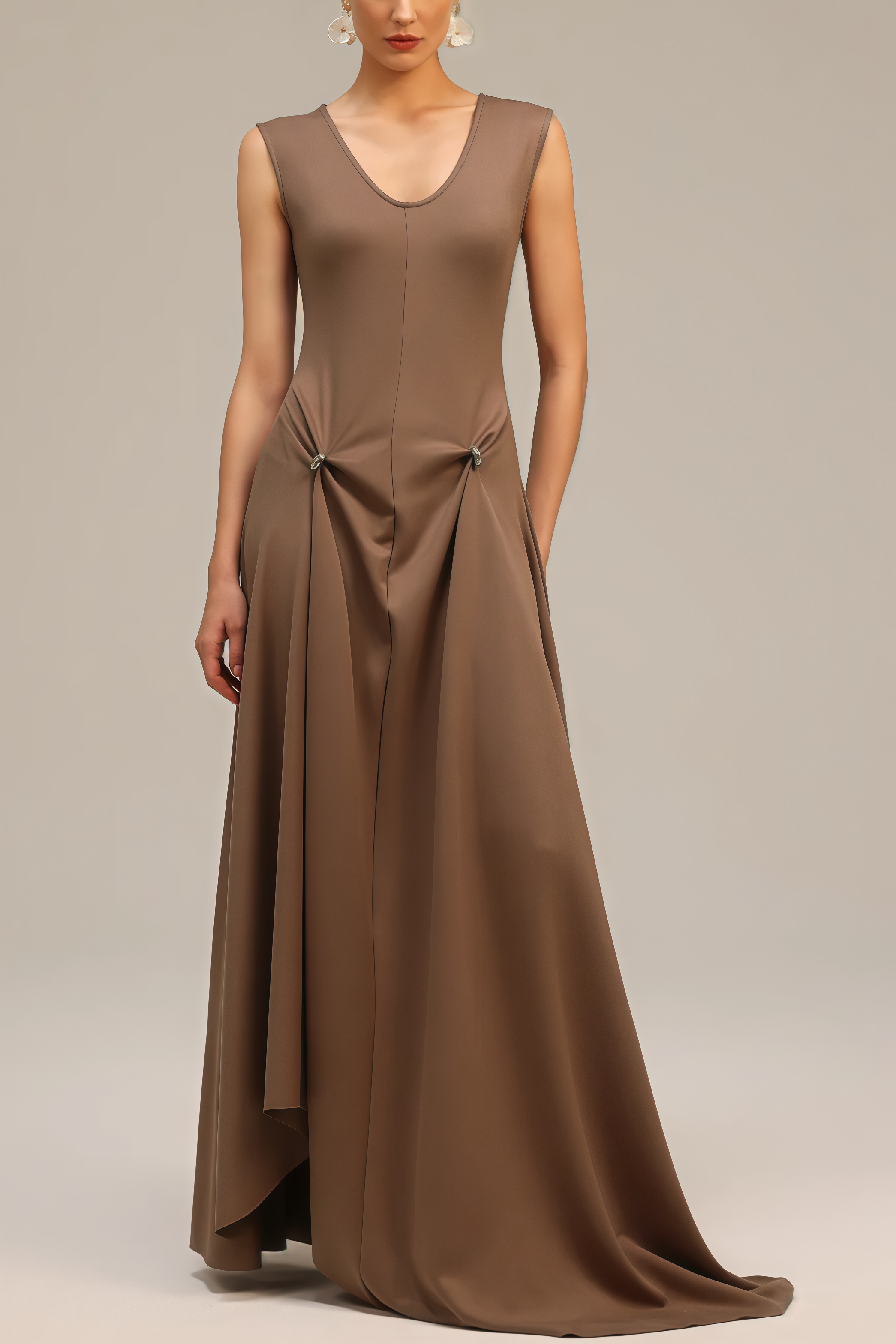 Roto Sleeveless Asymmetric Maxi Dress