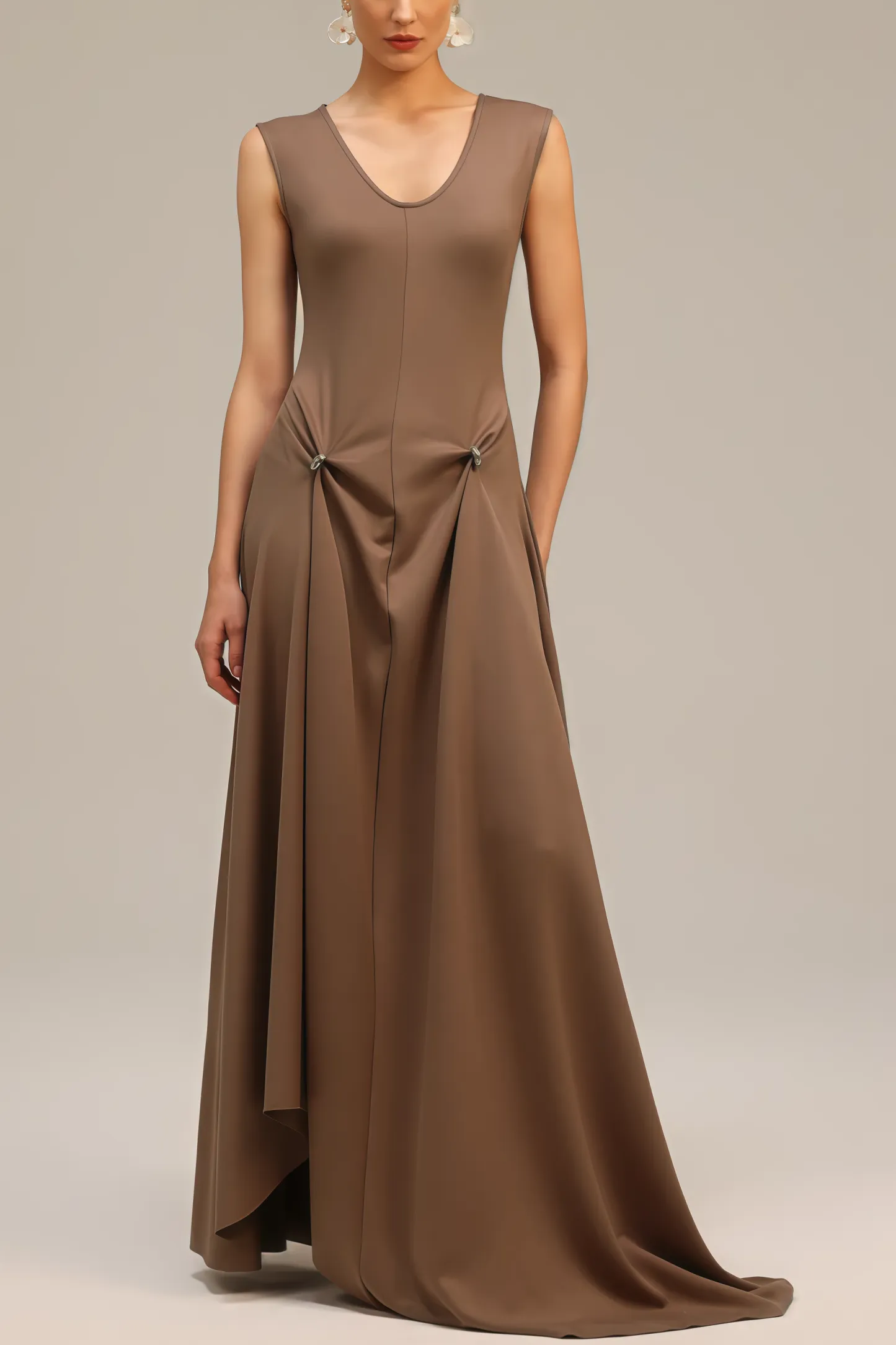 Roto Sleeveless Asymmetric Maxi Dress