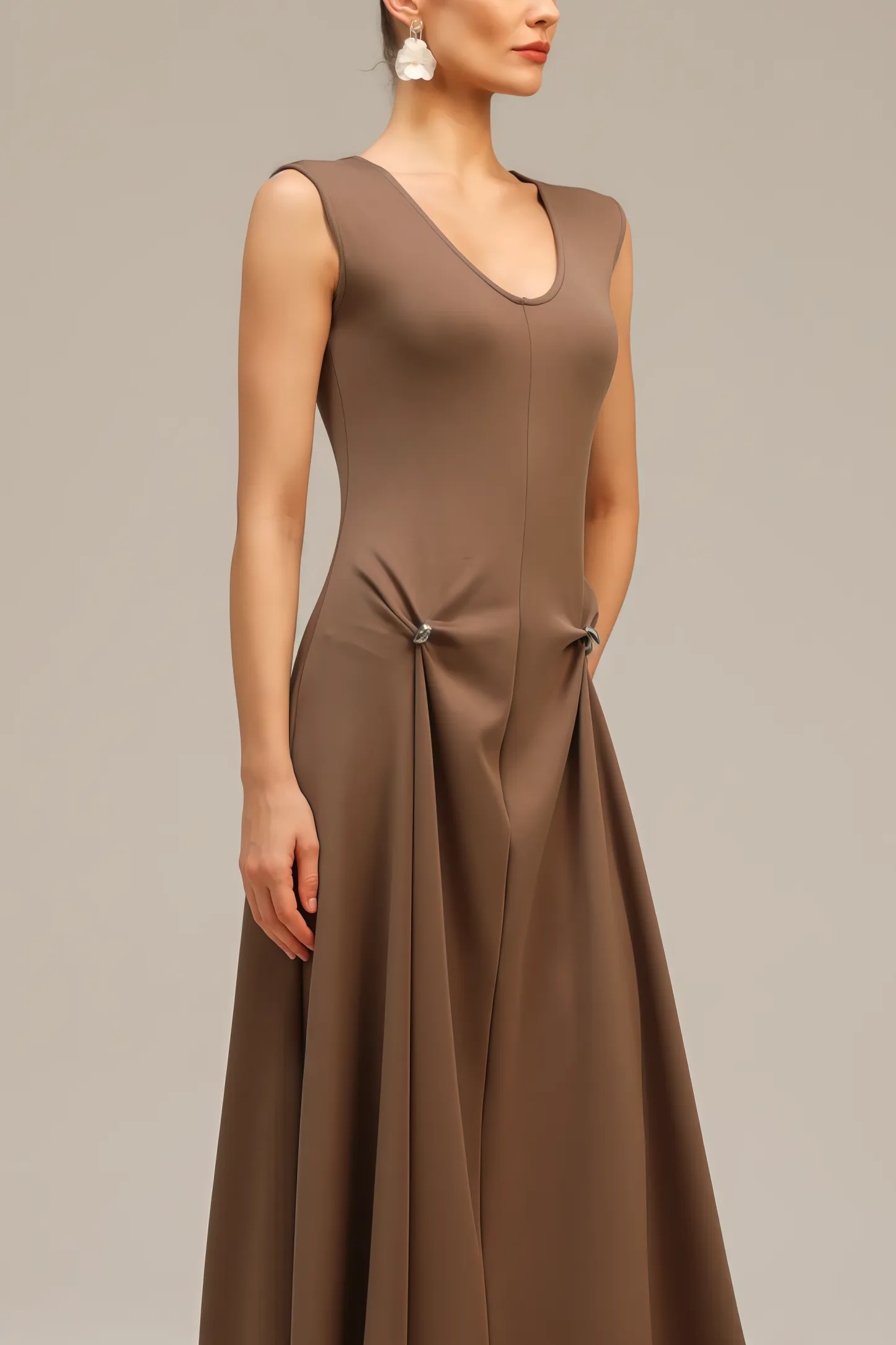 Roto Sleeveless Asymmetric Maxi Dress