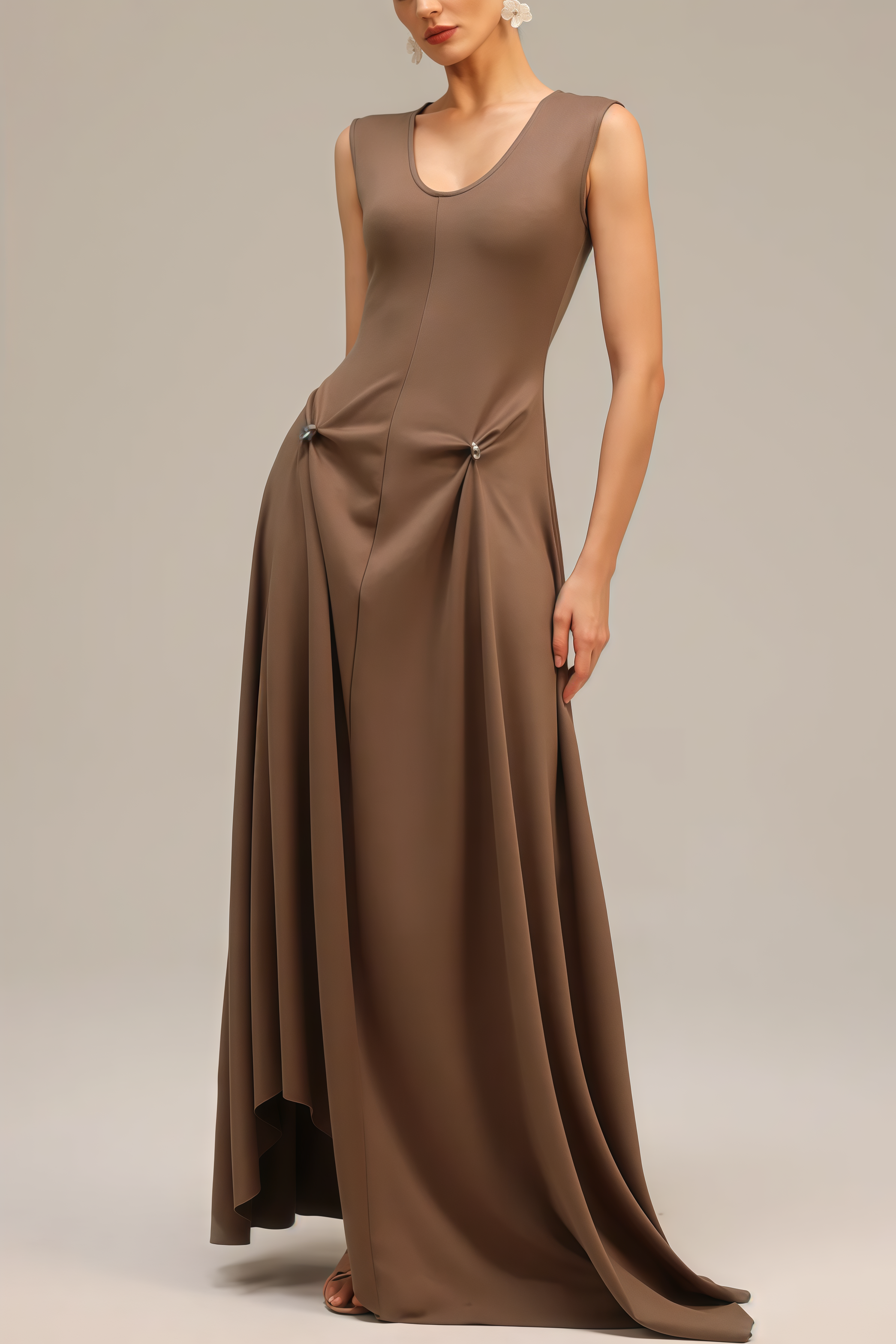 Roto Sleeveless Asymmetric Maxi Dress