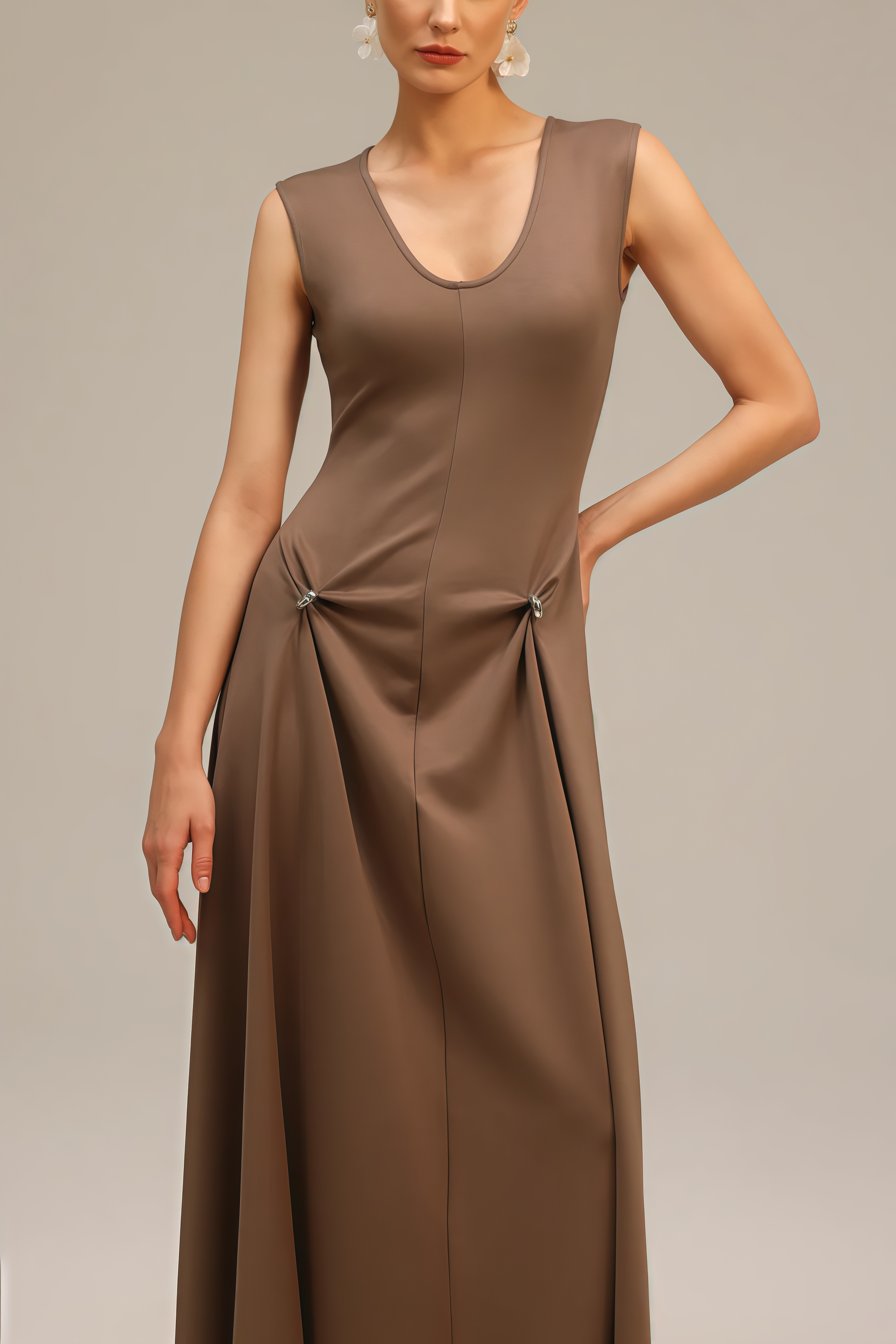 Roto Sleeveless Asymmetric Maxi Dress