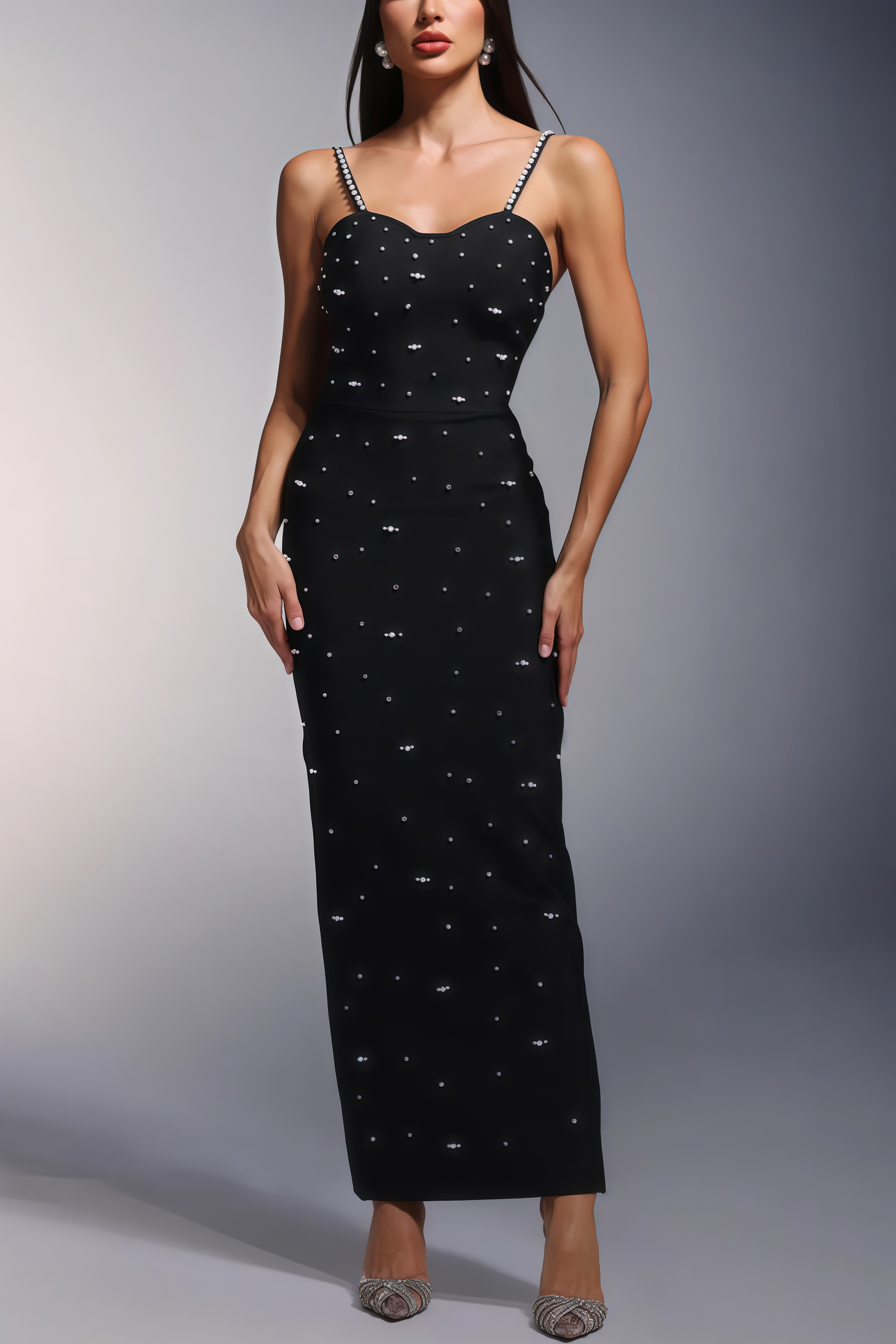 Selenty Sleeveless Diamond Bandage Maxi Dress