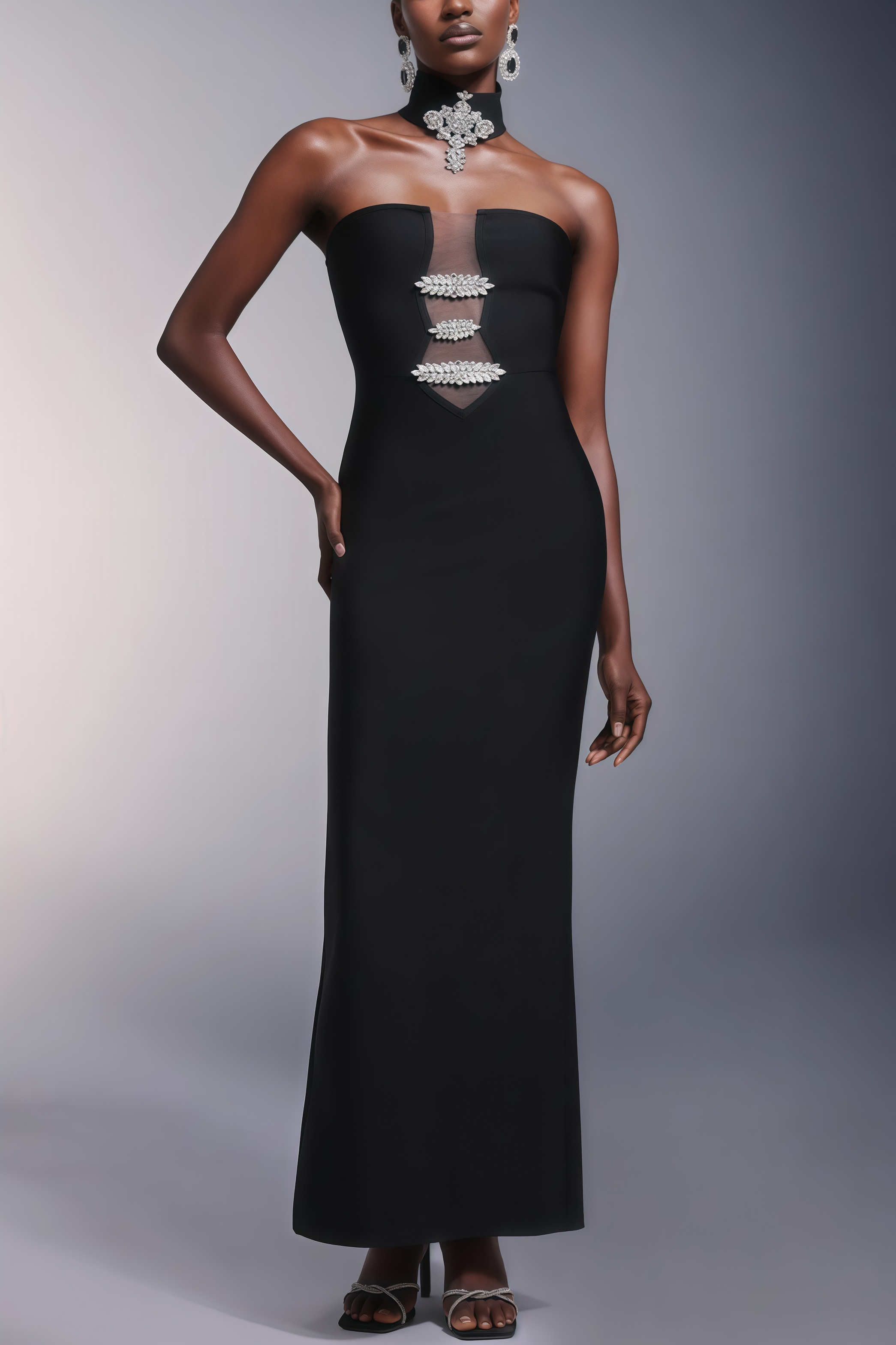 Naysk Rhinestone Bandage Maxi Dress