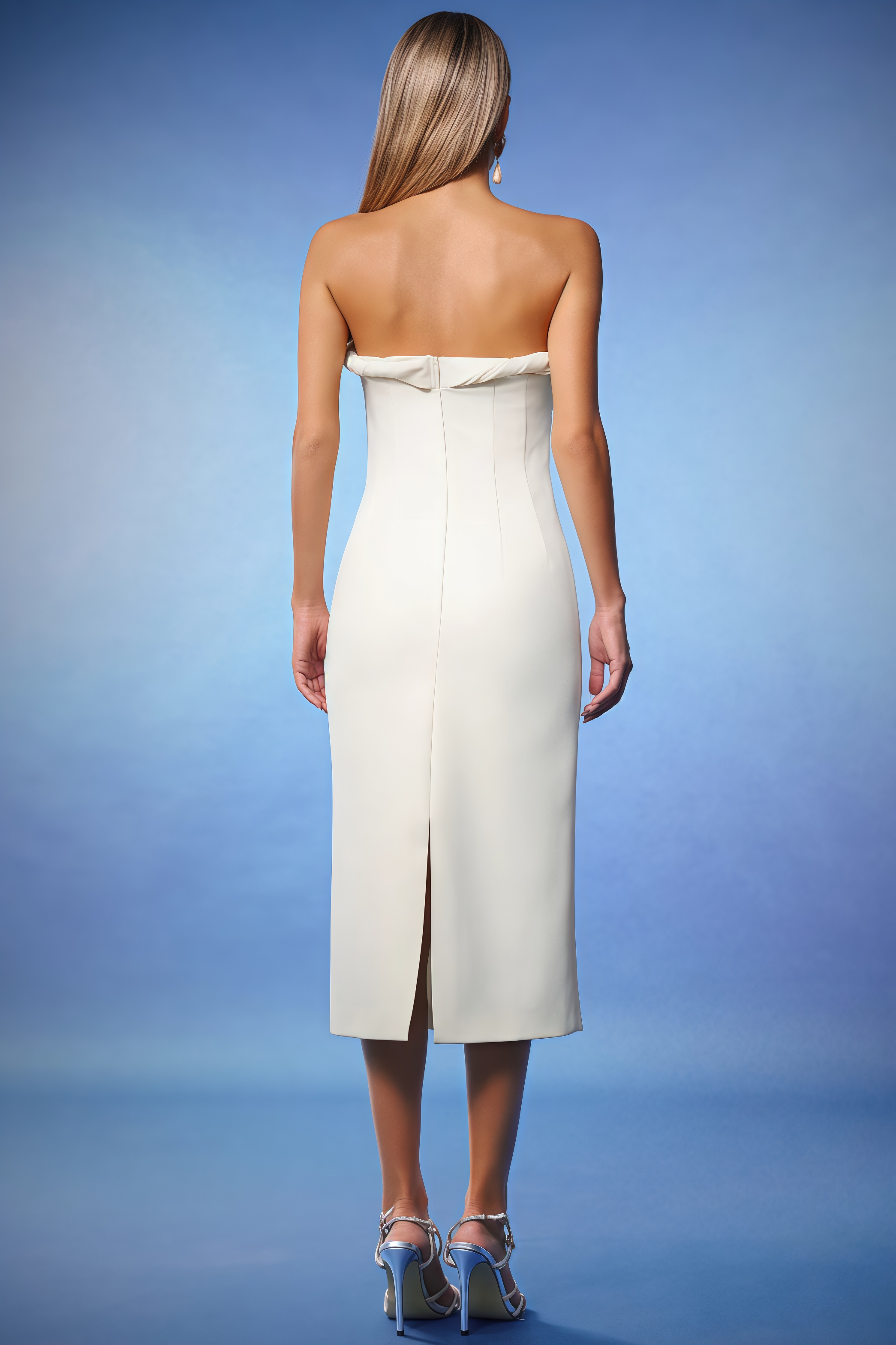Quinety Strapless Hollow Midi Dress