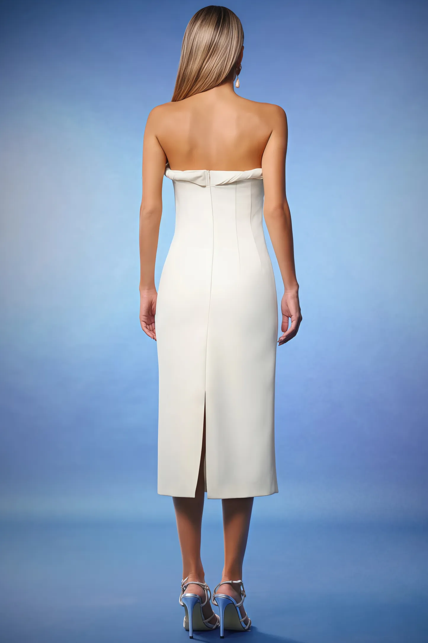 Quinety Strapless Hollow Midi Dress