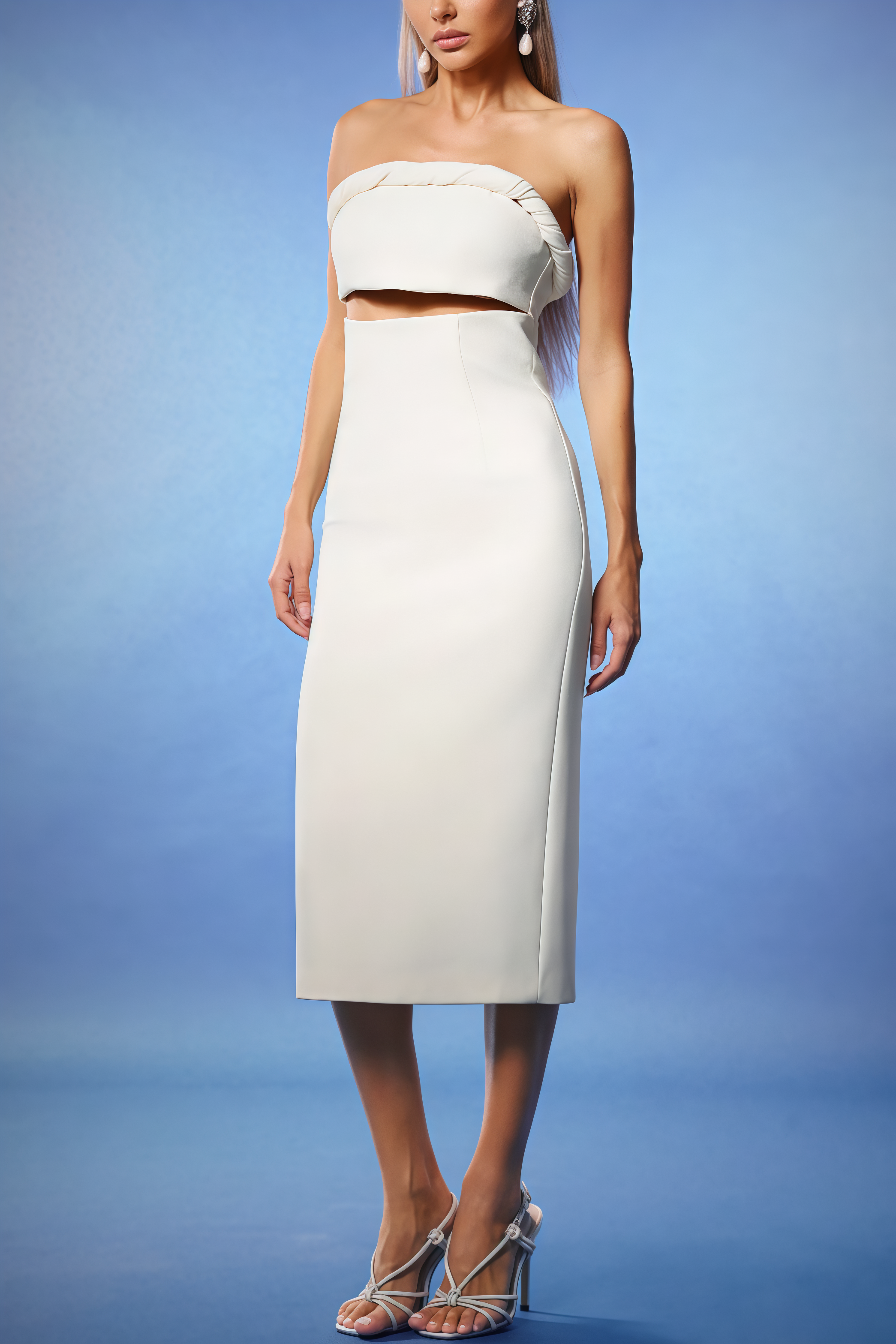 Quinety Strapless Hollow Midi Dress