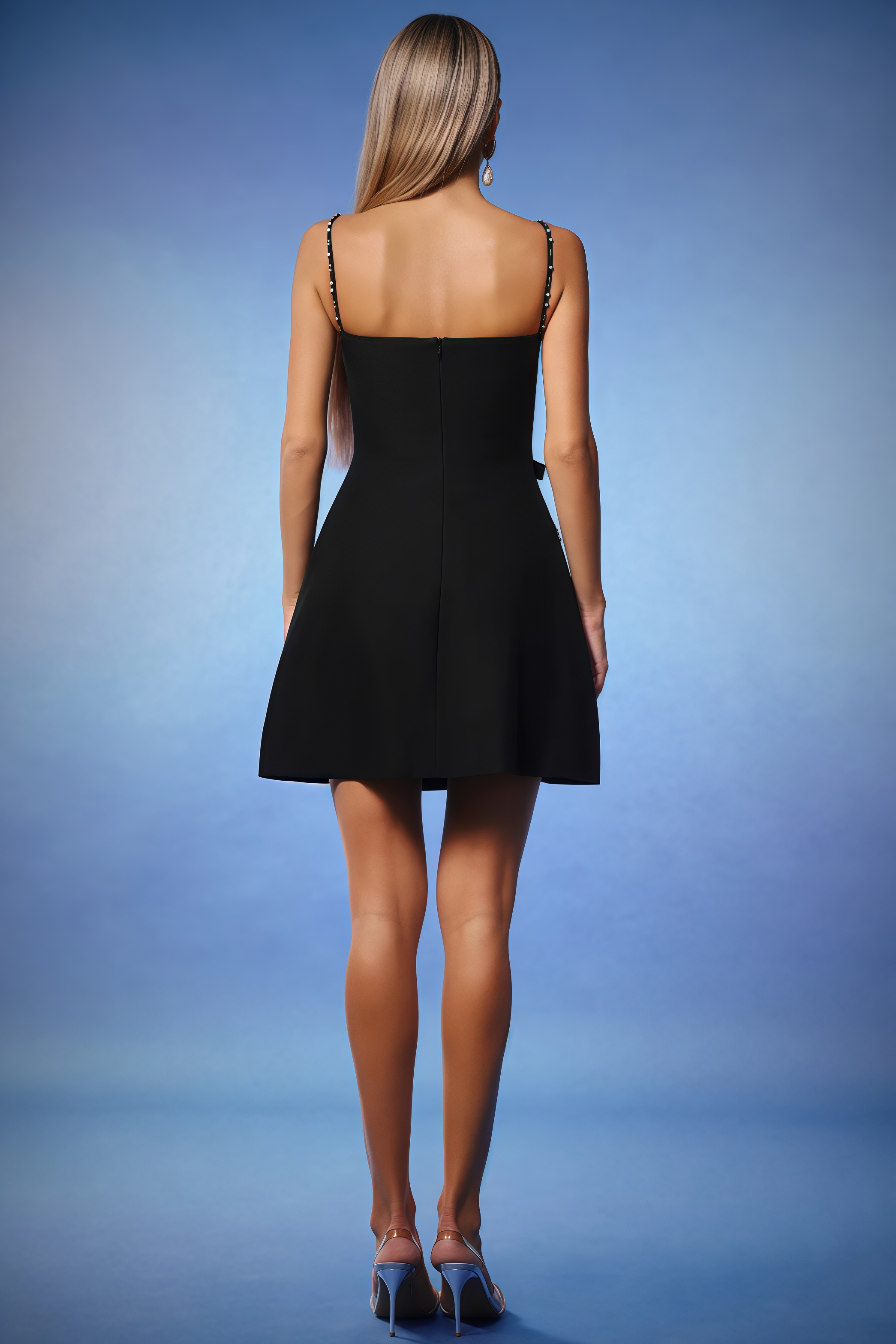Thaliy Sleeveless Diamond Bows Mini Dress