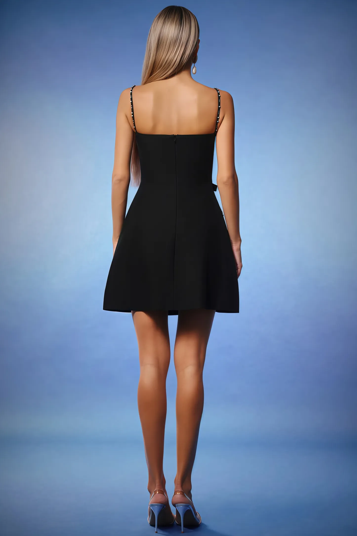 Thaliy Sleeveless Diamond Bows Mini Dress