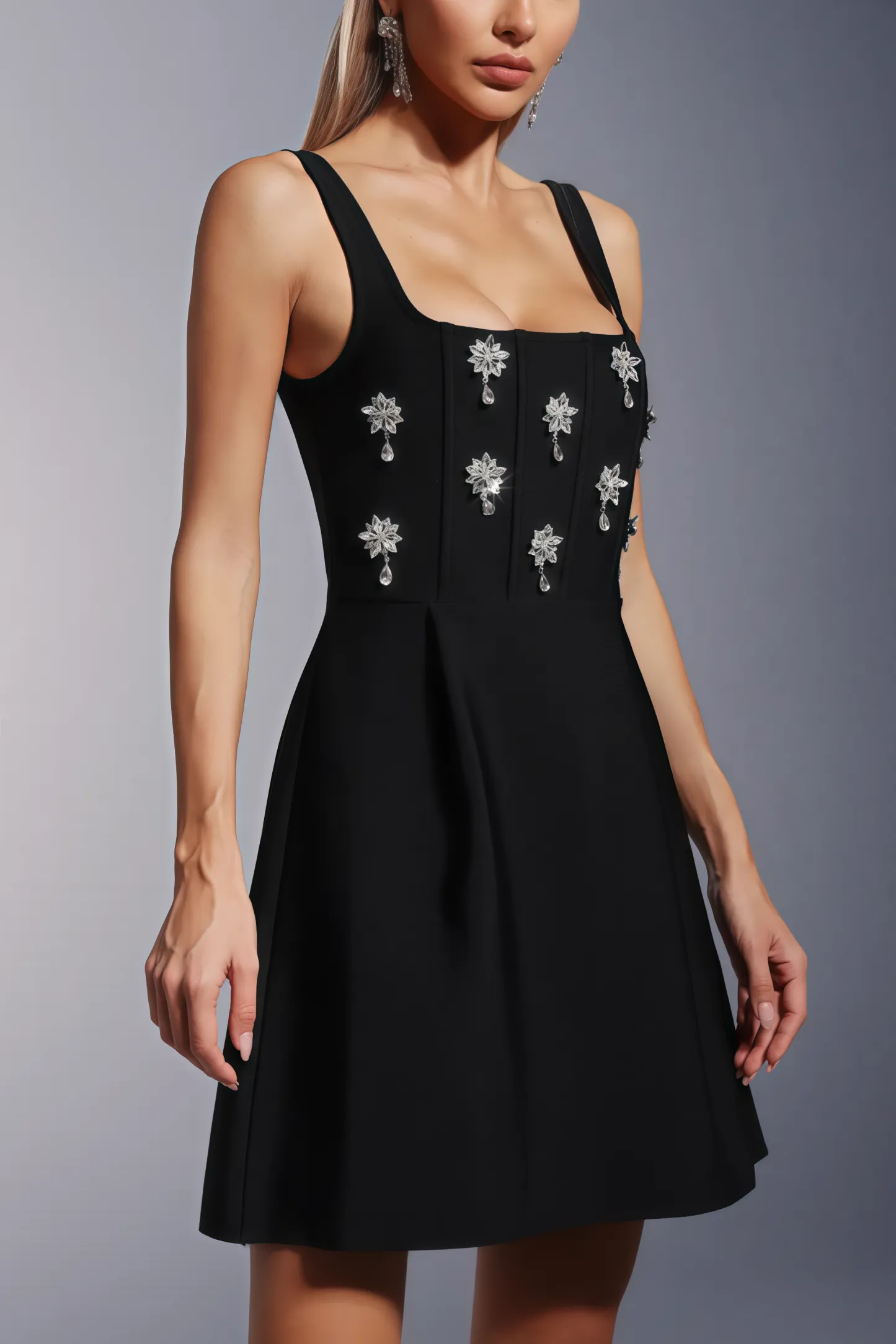 Asha Black Diamond Mini Dress