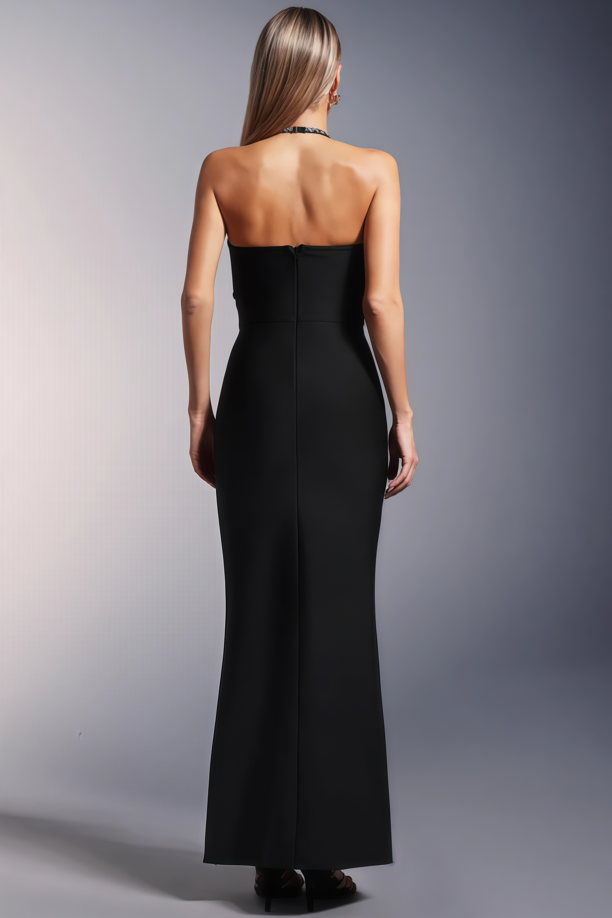 Liorad Halter High Slit Diamond Bandage Maxi Dress