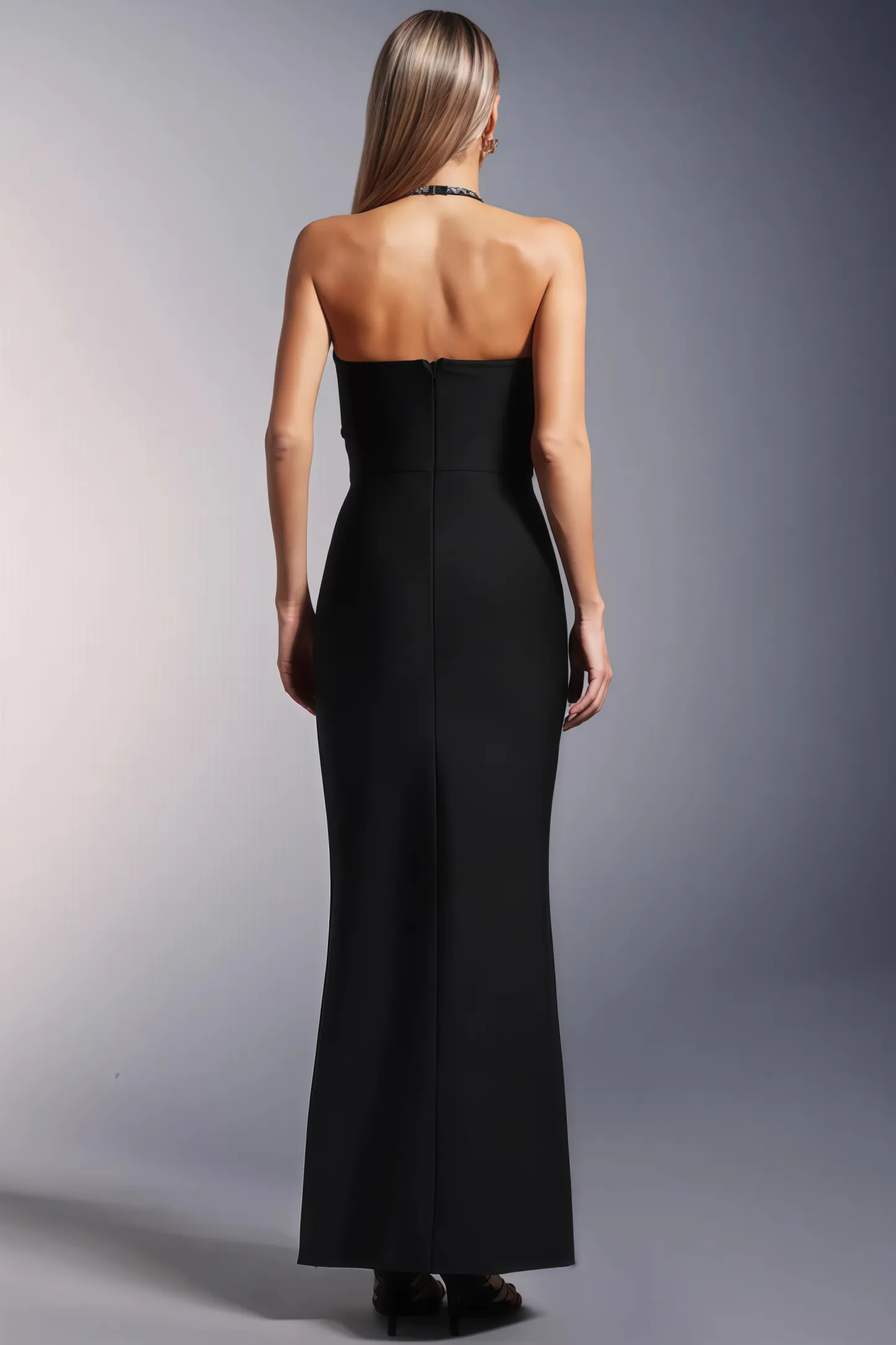 Liorad Halter High Slit Diamond Bandage Maxi Dress