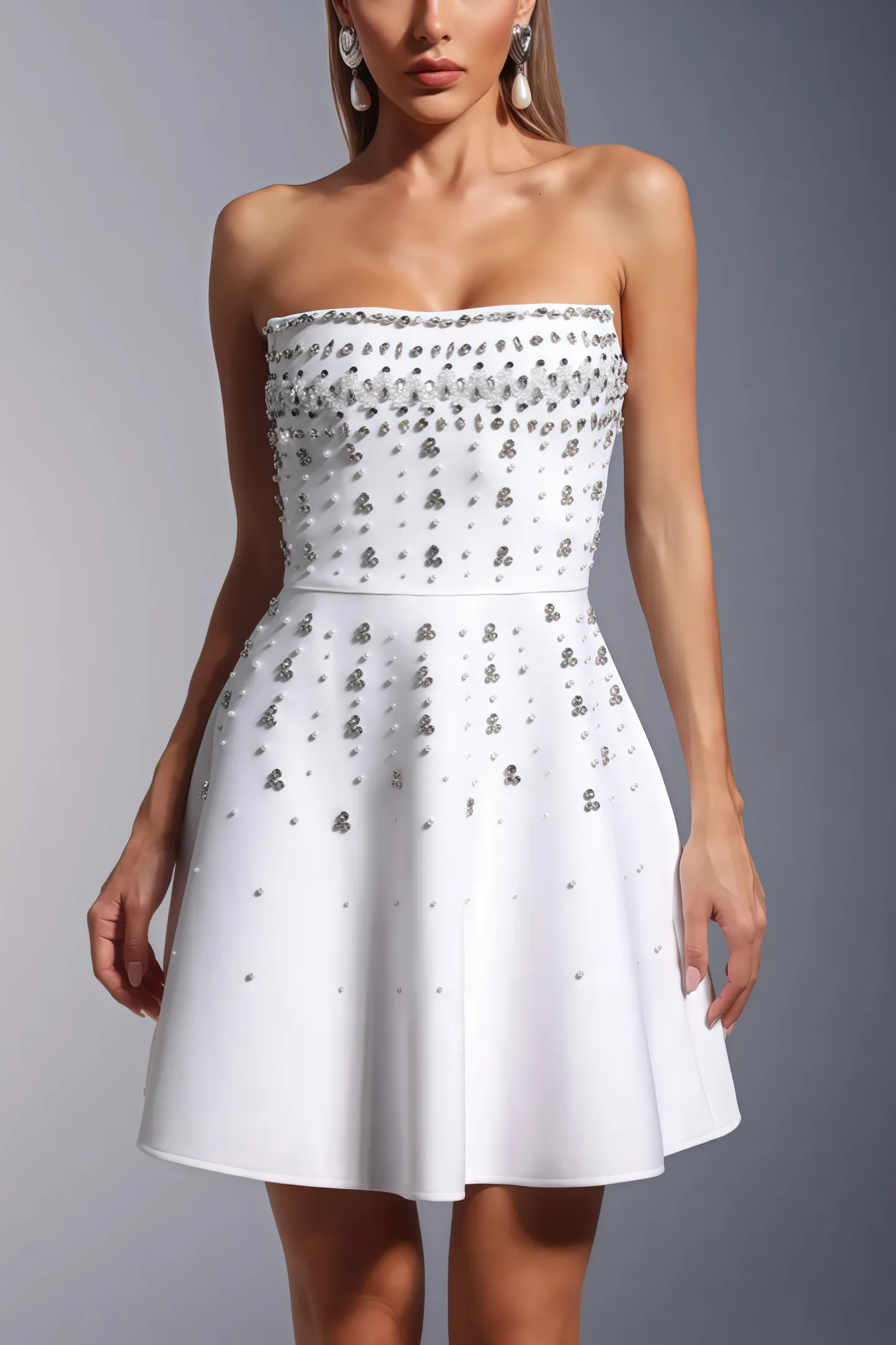 Kaelht Strapless Diamond Bandage Mini Dress