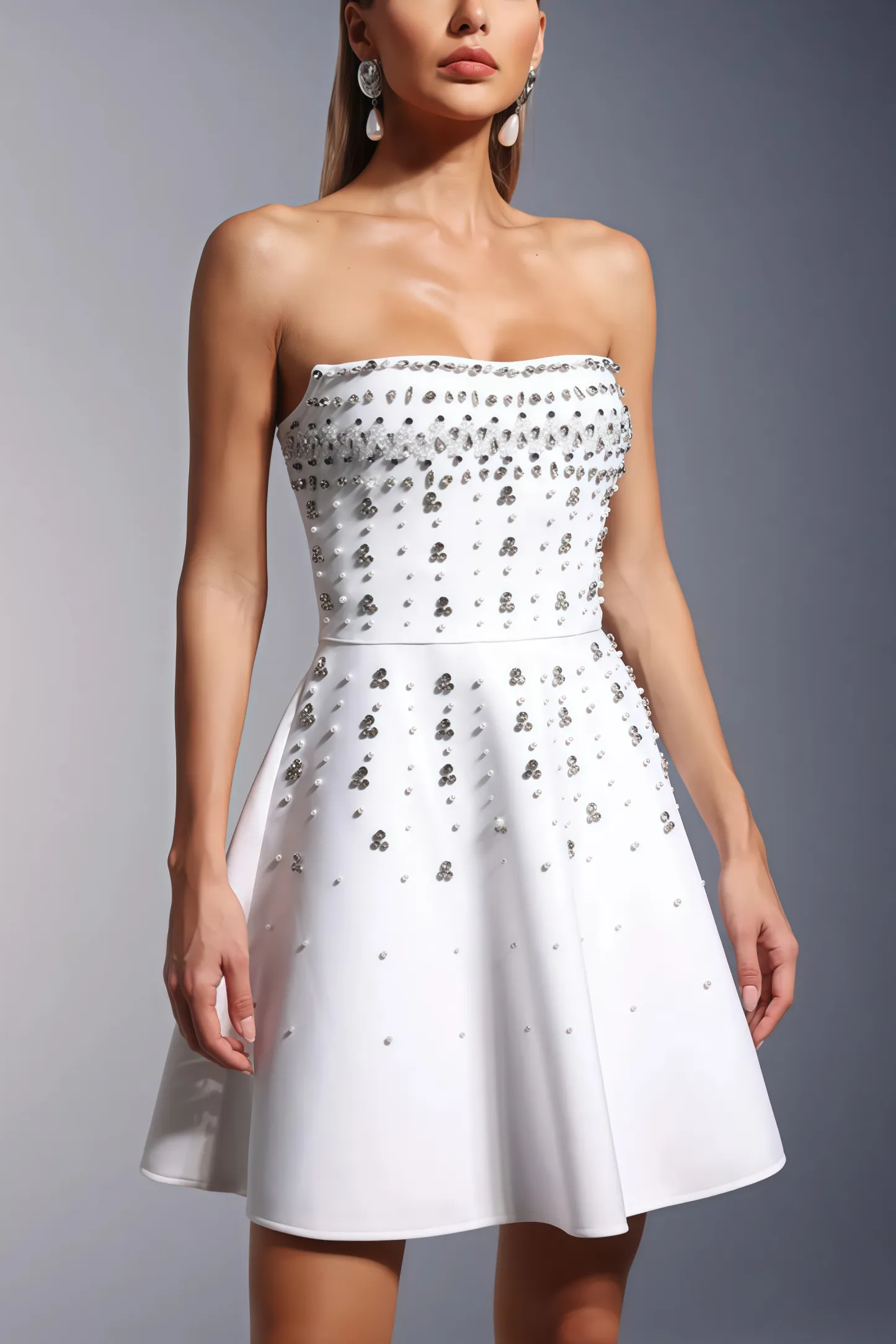 Kaelht Strapless Diamond Bandage Mini Dress