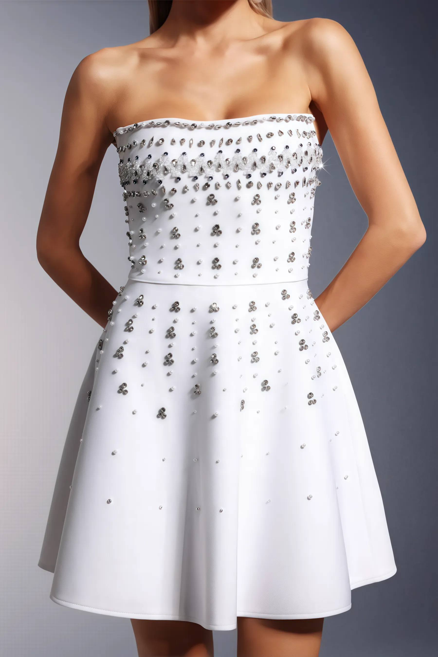 Kaelht Strapless Diamond Bandage Mini Dress