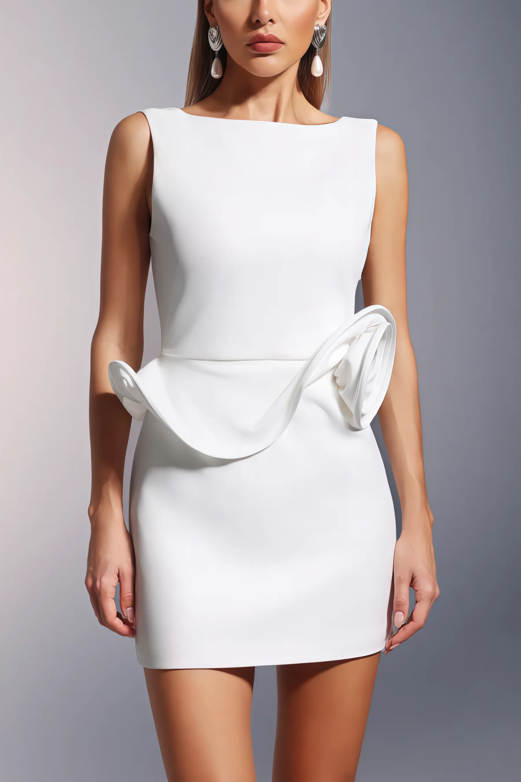 Orinhy Sleeveless Flowers Mini Dress