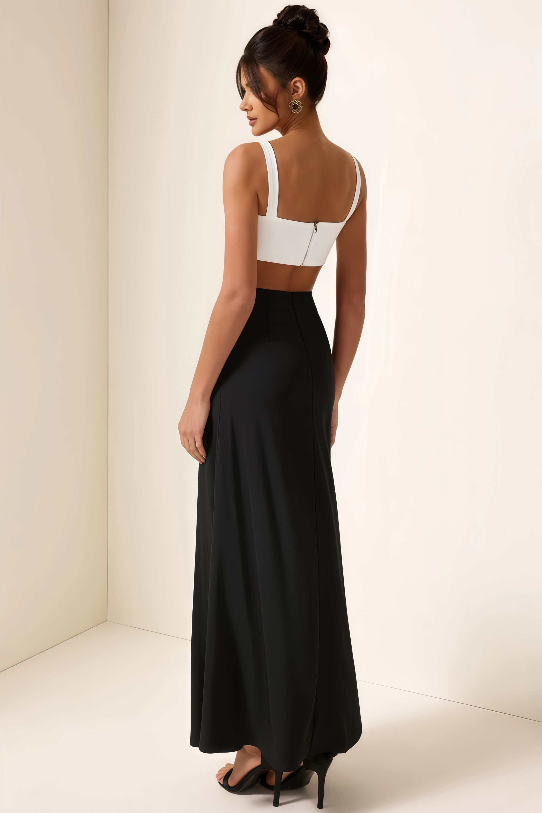 Garin Square Neck Cut-Out Midi Dress
