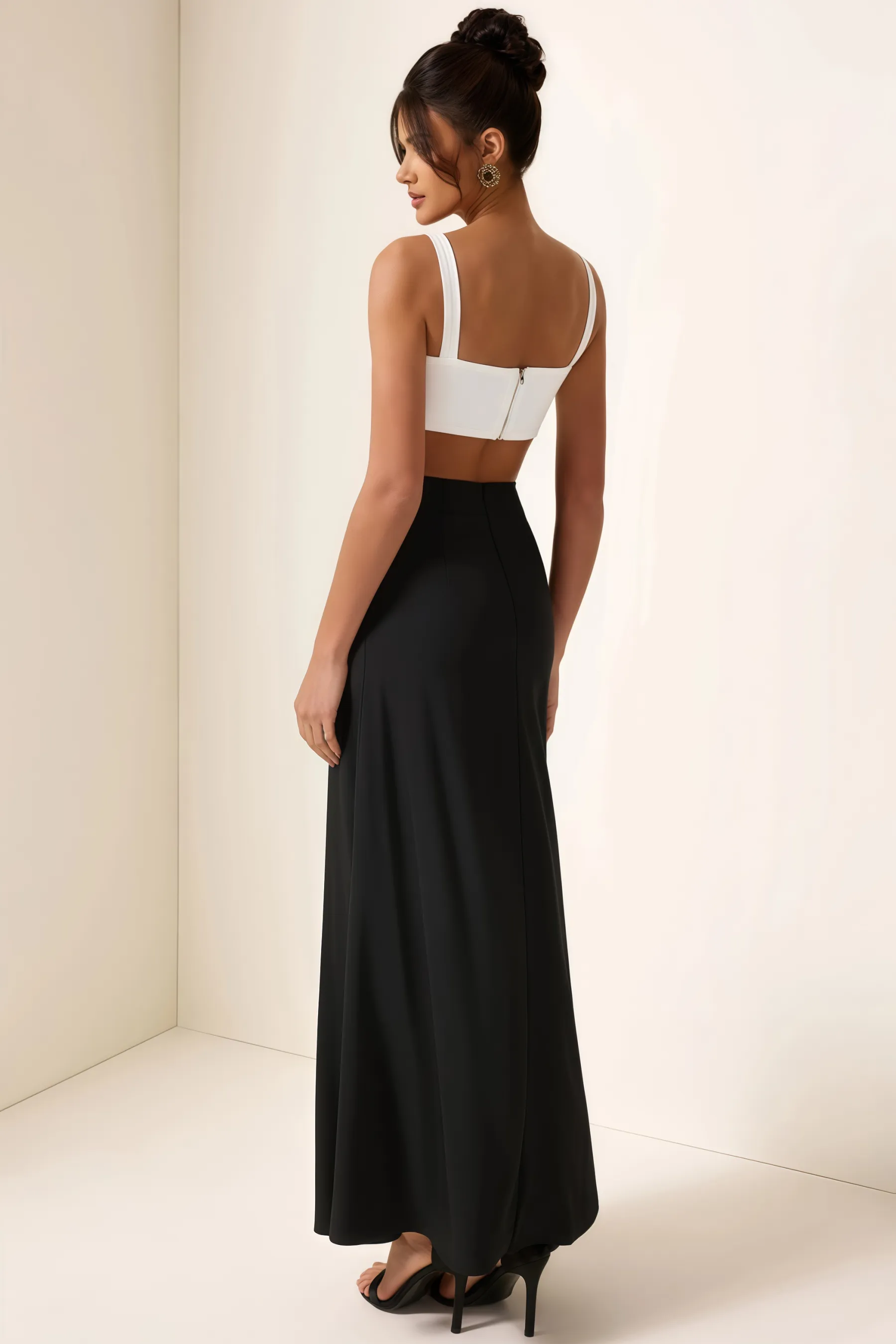 Garin Square Neck Cut-Out Midi Dress