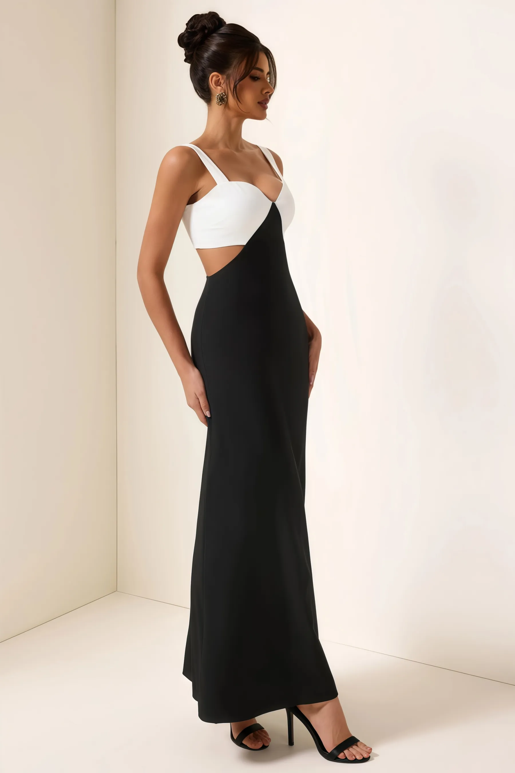 Garin Square Neck Cut-Out Midi Dress