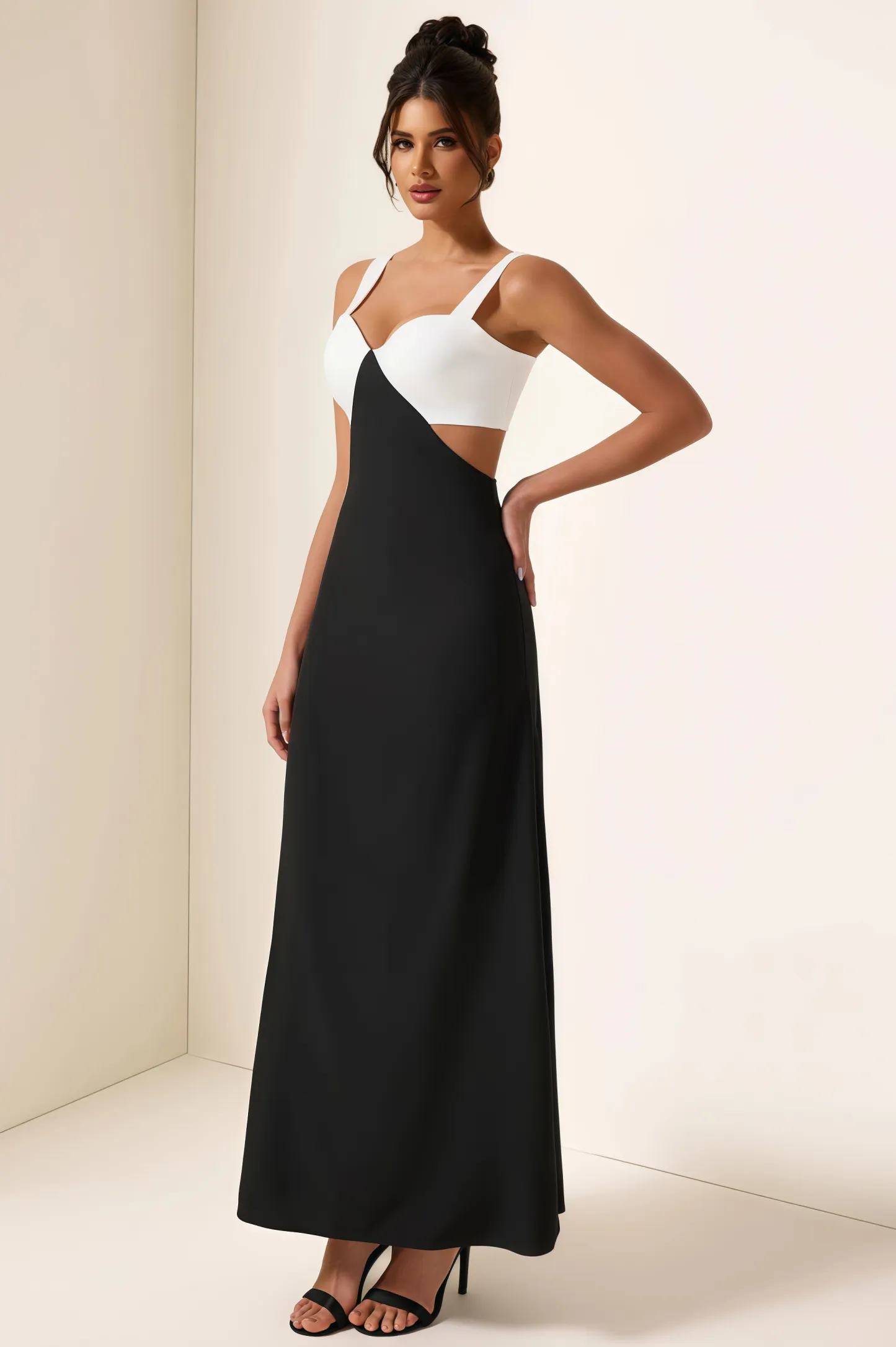 Garin Square Neck Cut-Out Midi Dress