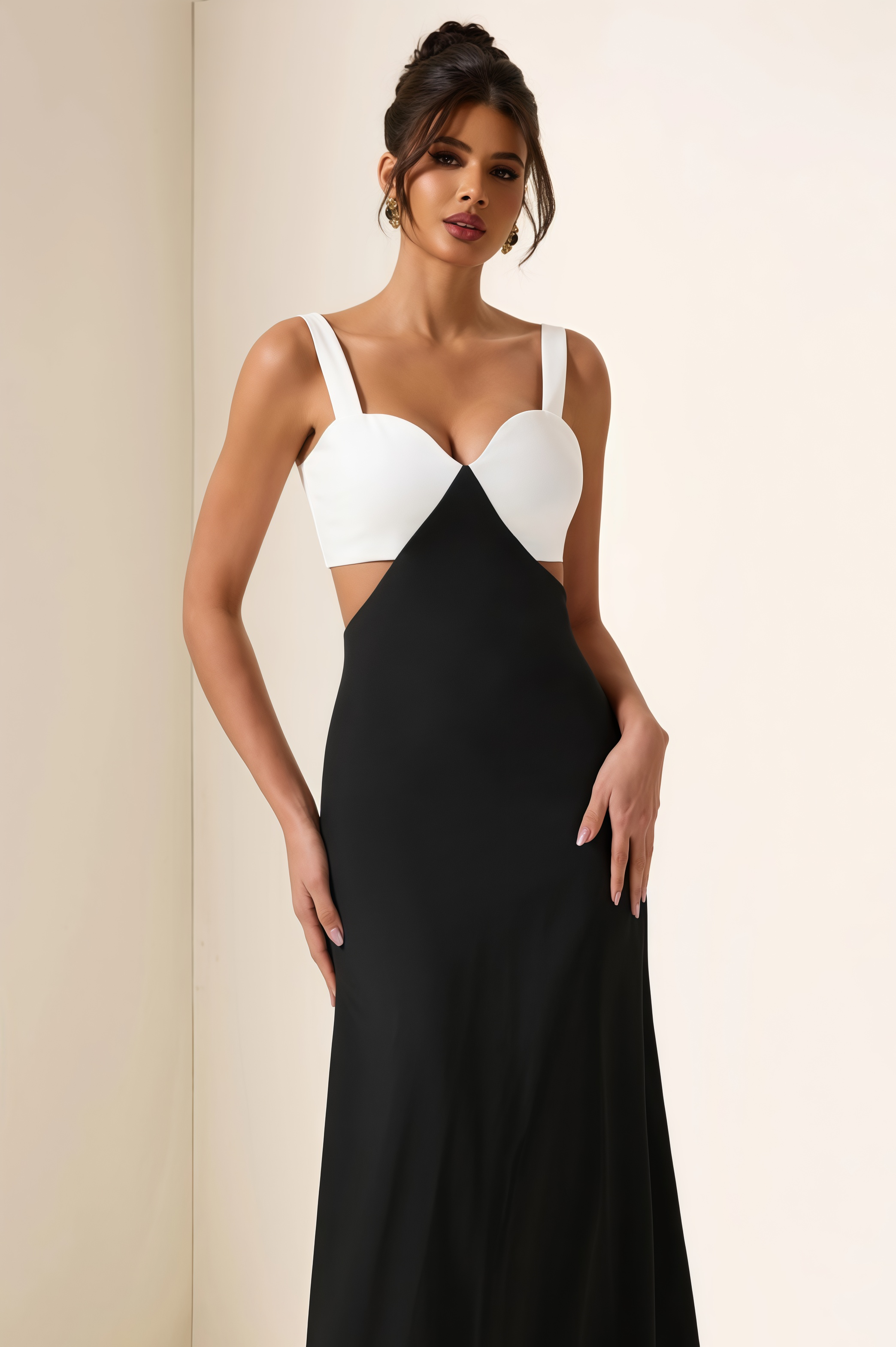 Garin Square Neck Cut-Out Midi Dress