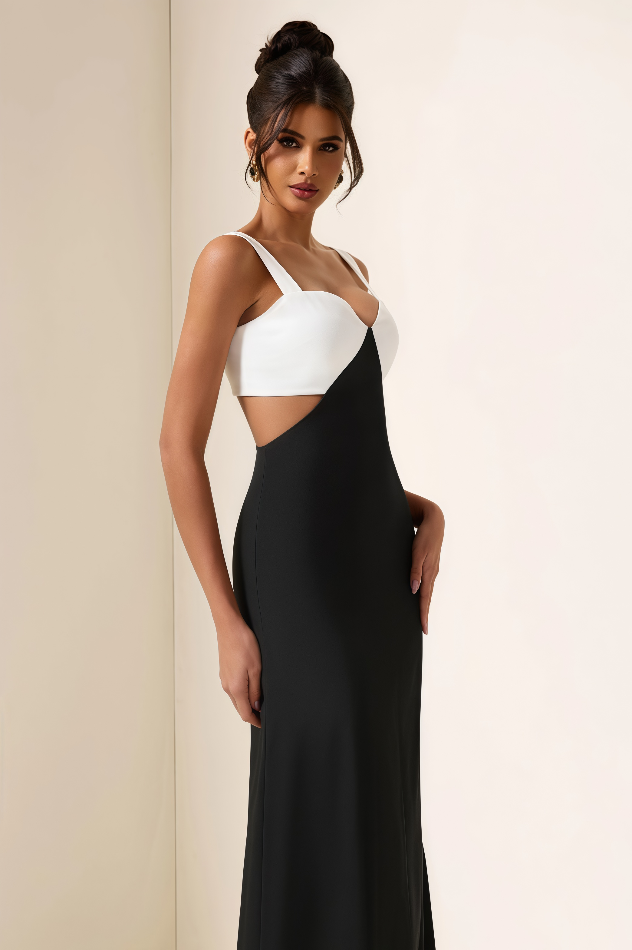 Garin Square Neck Cut-Out Midi Dress