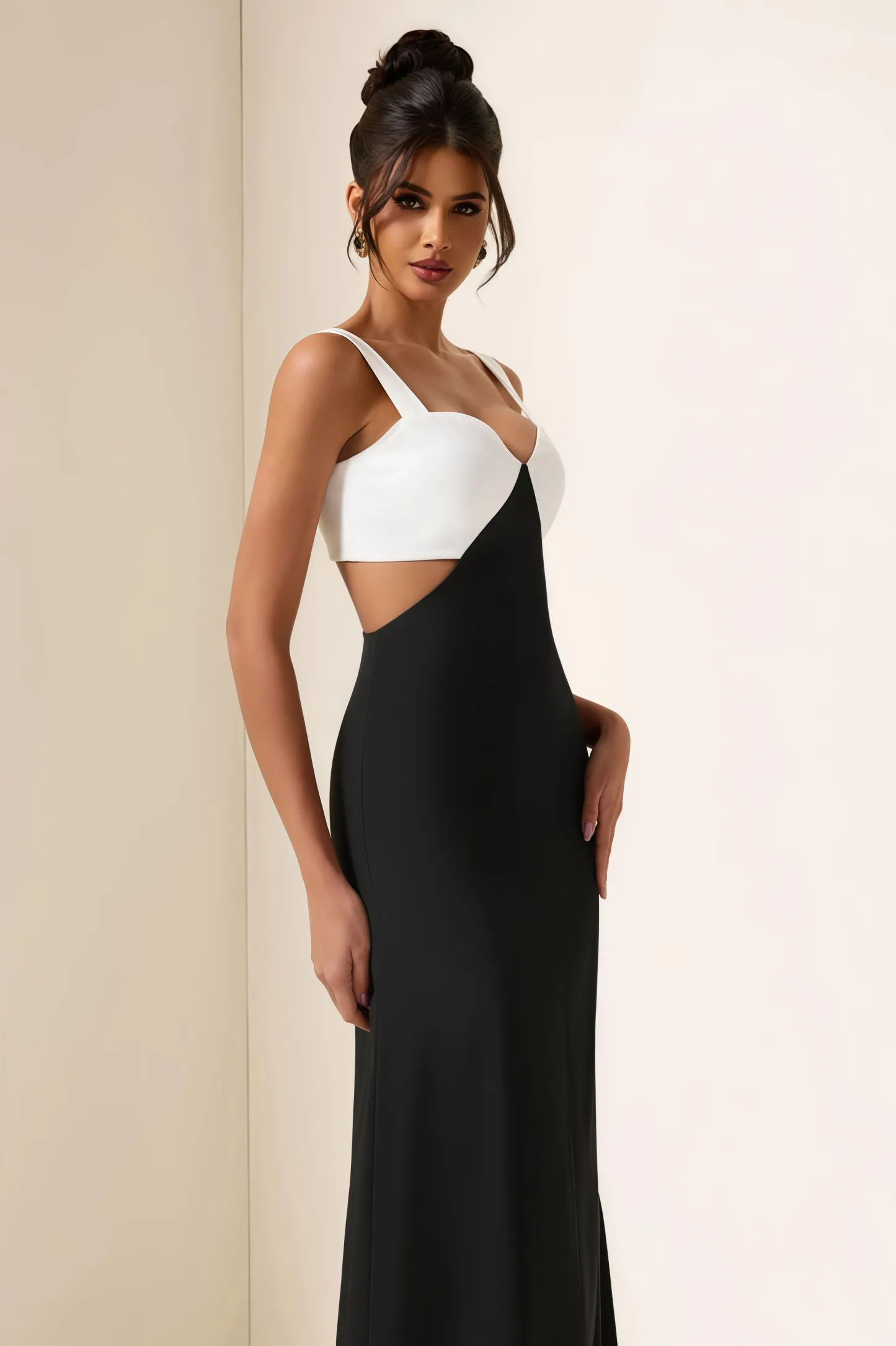Garin Square Neck Cut-Out Midi Dress