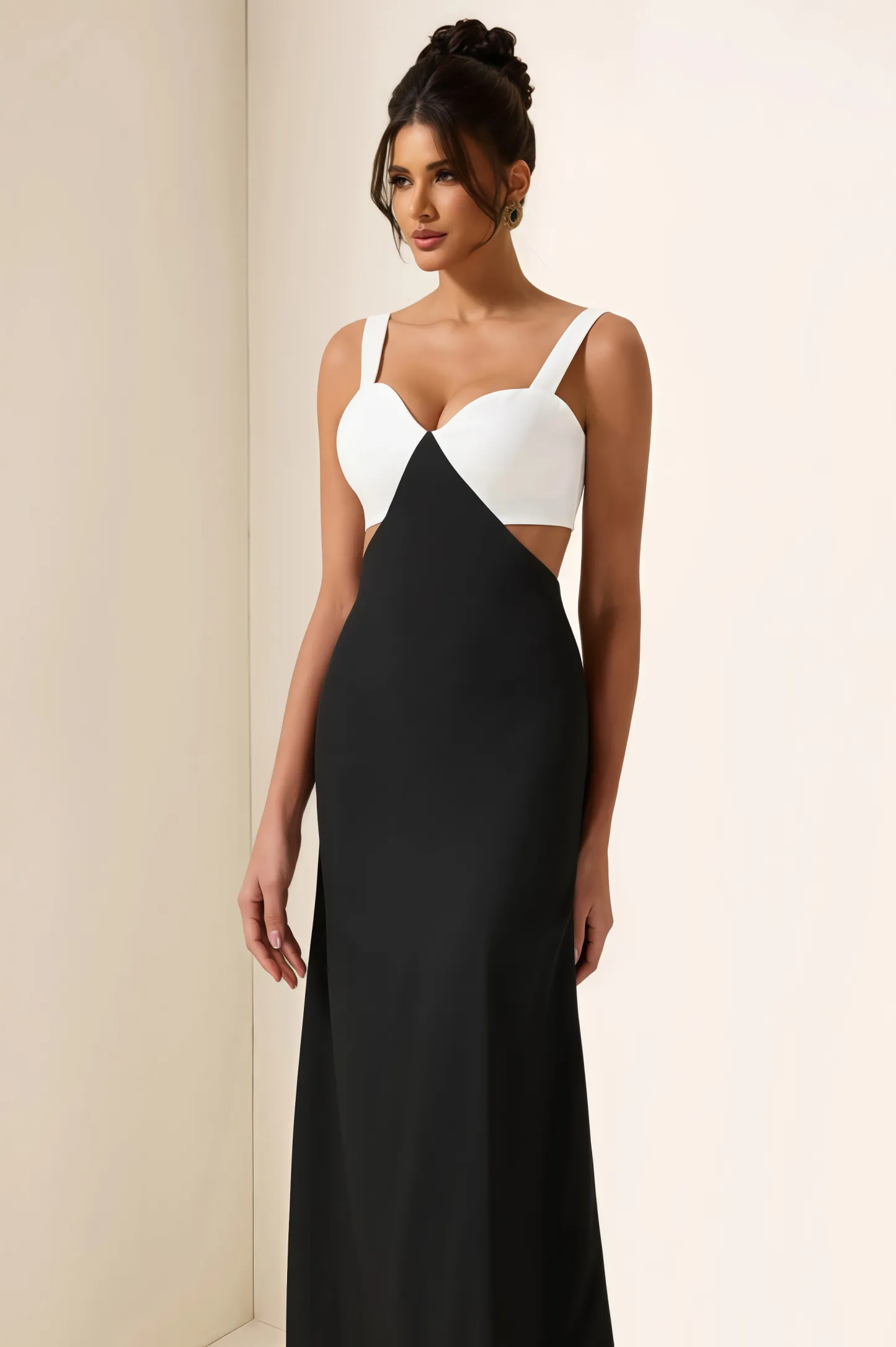 Garin Square Neck Cut-Out Midi Dress