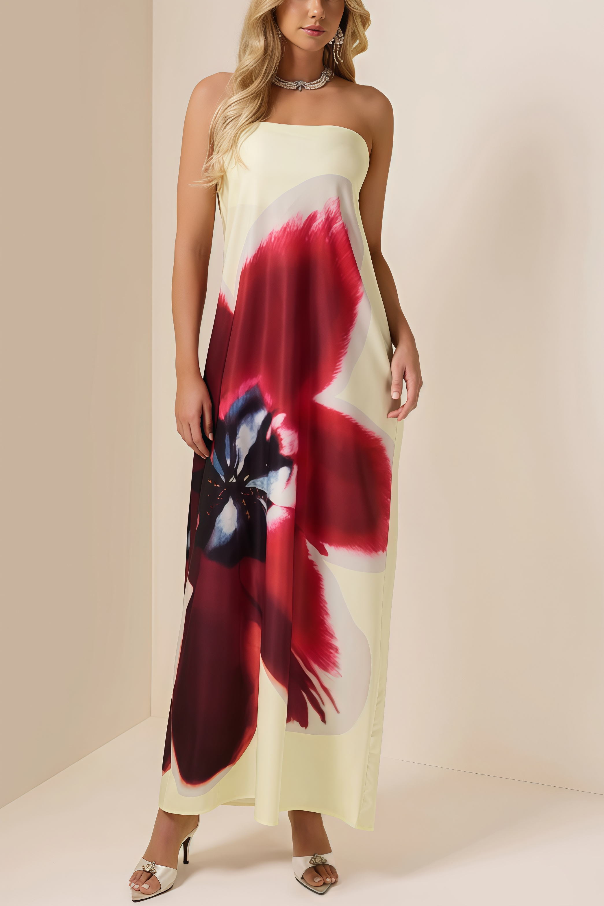 Patric Floral Satin Off-Shoulder Maxi Dress