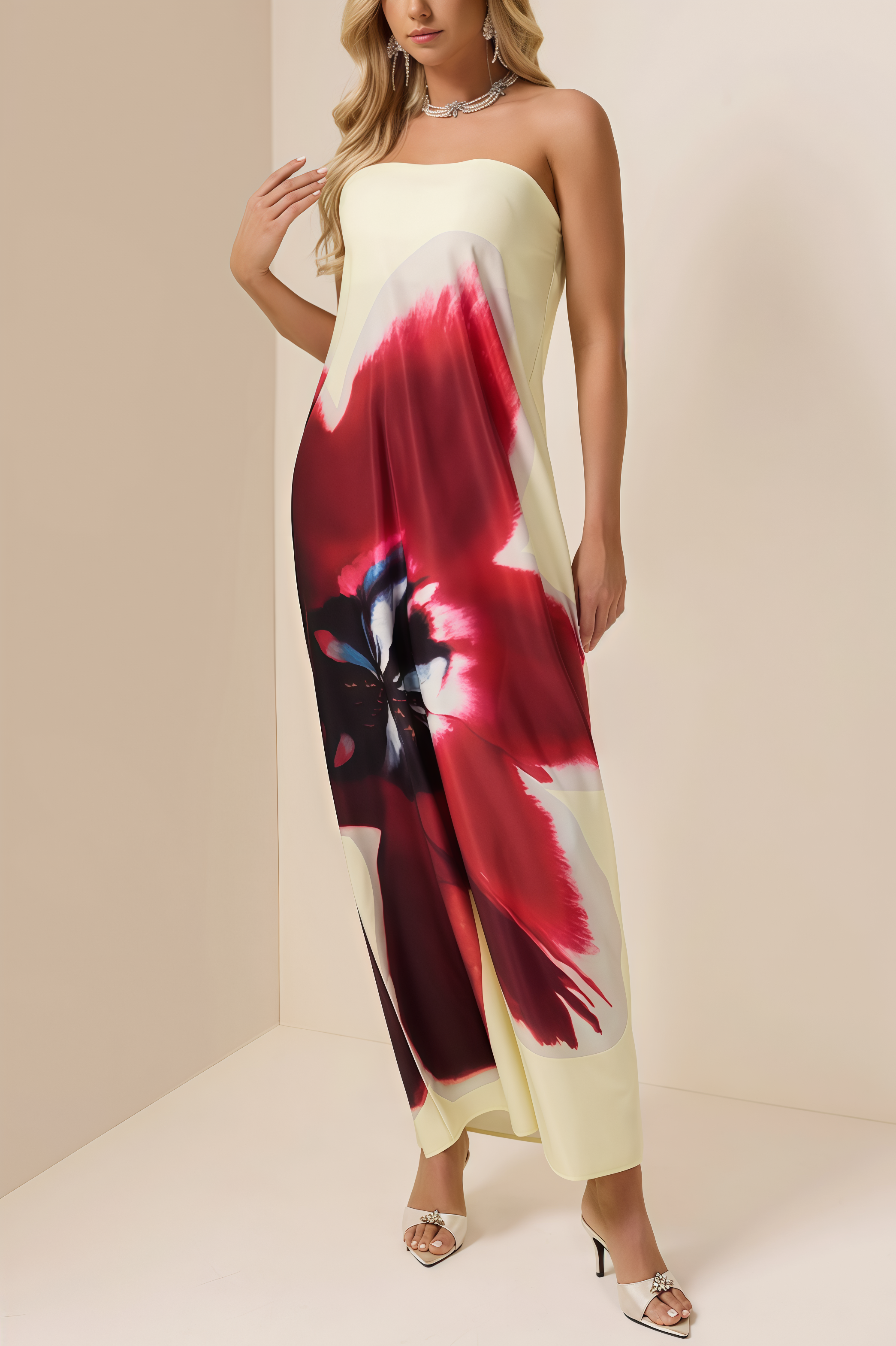 Patric Floral Satin Off-Shoulder Maxi Dress