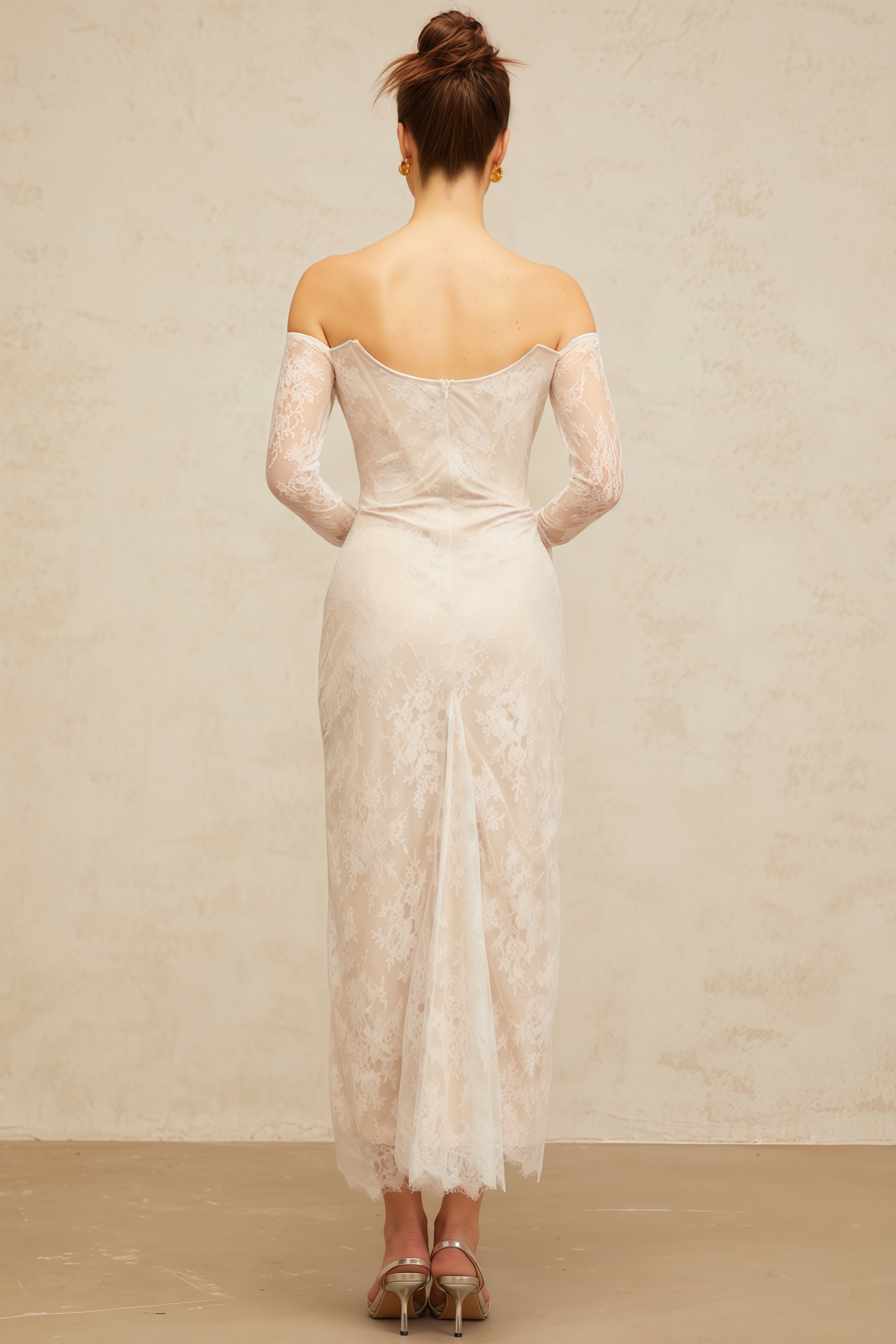 Vaent Lace Strapless Midi Dress