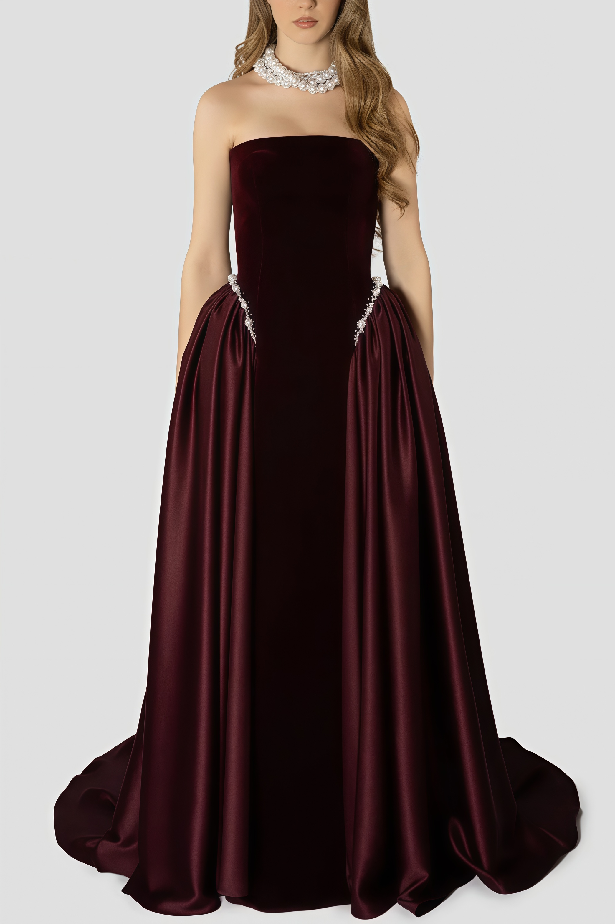 Zephyrus Black Strapless Maxi Dress