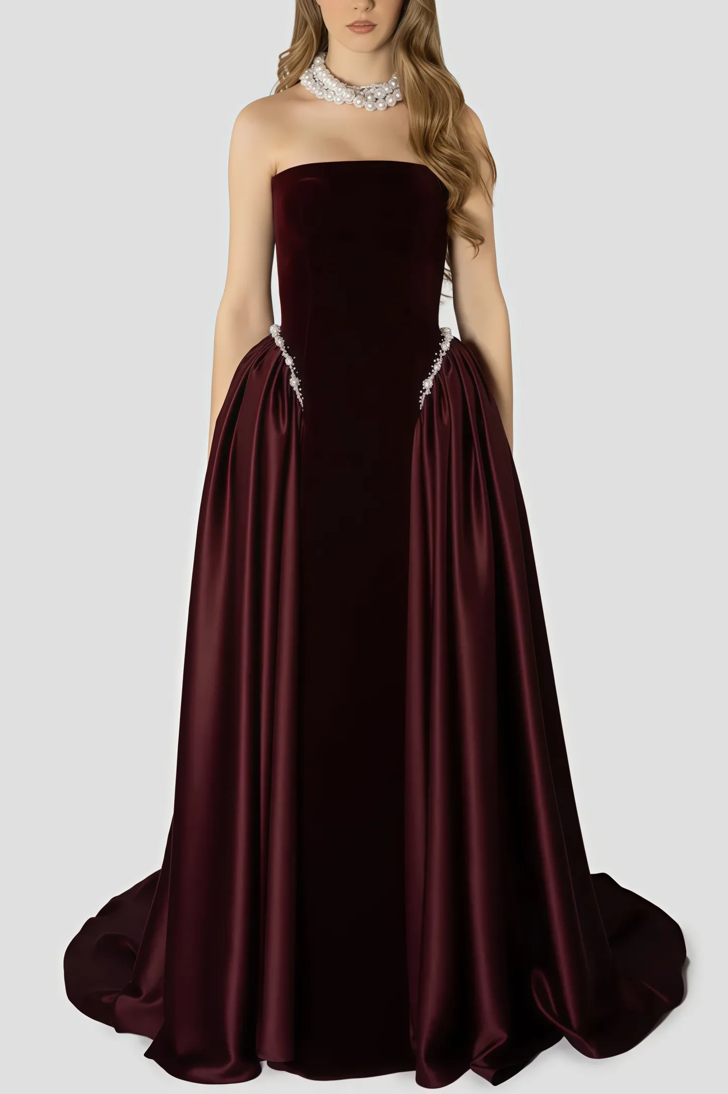 Zephyrus Black Strapless Maxi Dress