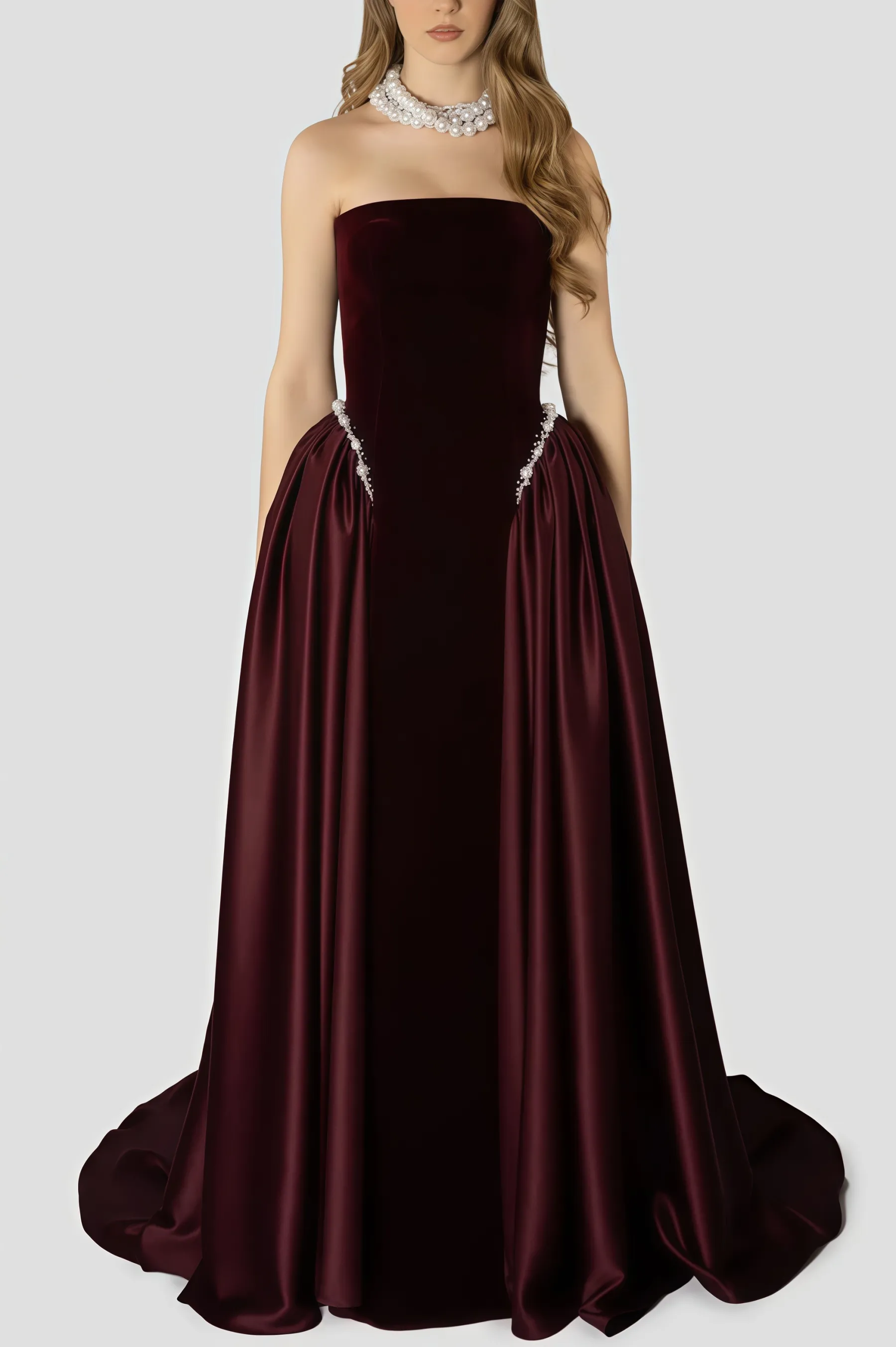 Zephyrus Black Strapless Maxi Dress