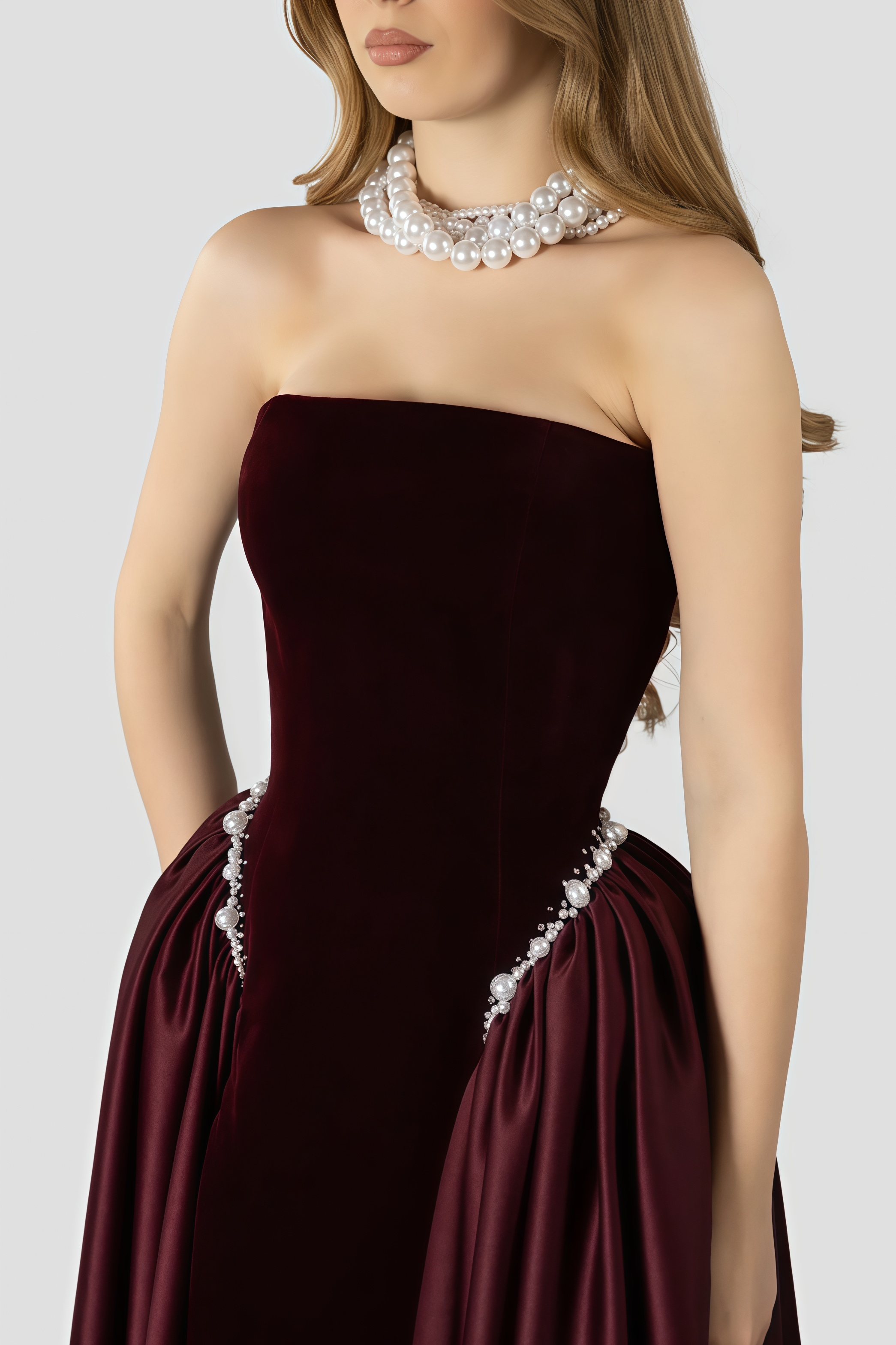 Zephyrus Black Strapless Maxi Dress