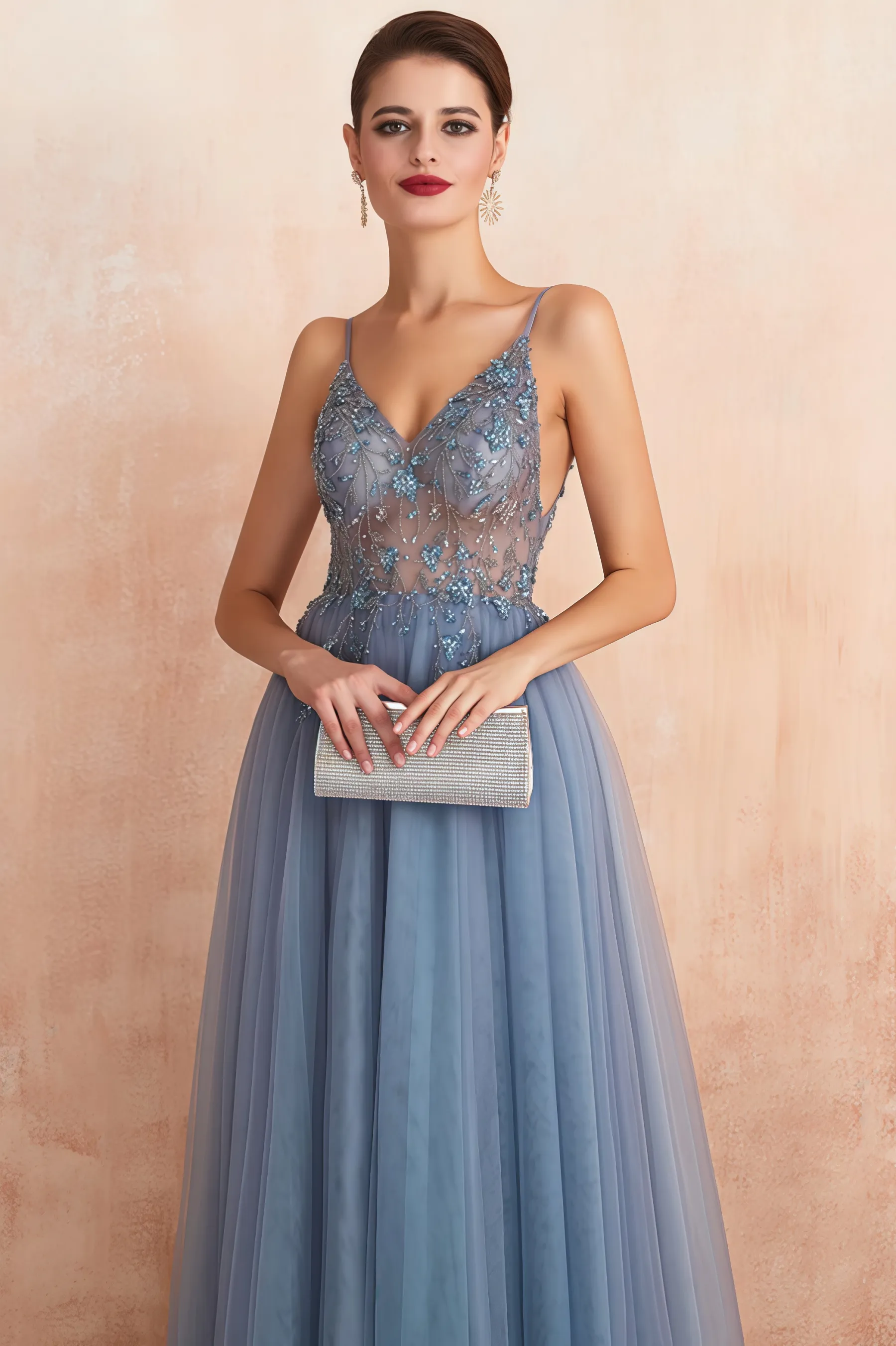 Luz Mesh and Diamond Maxi Dress